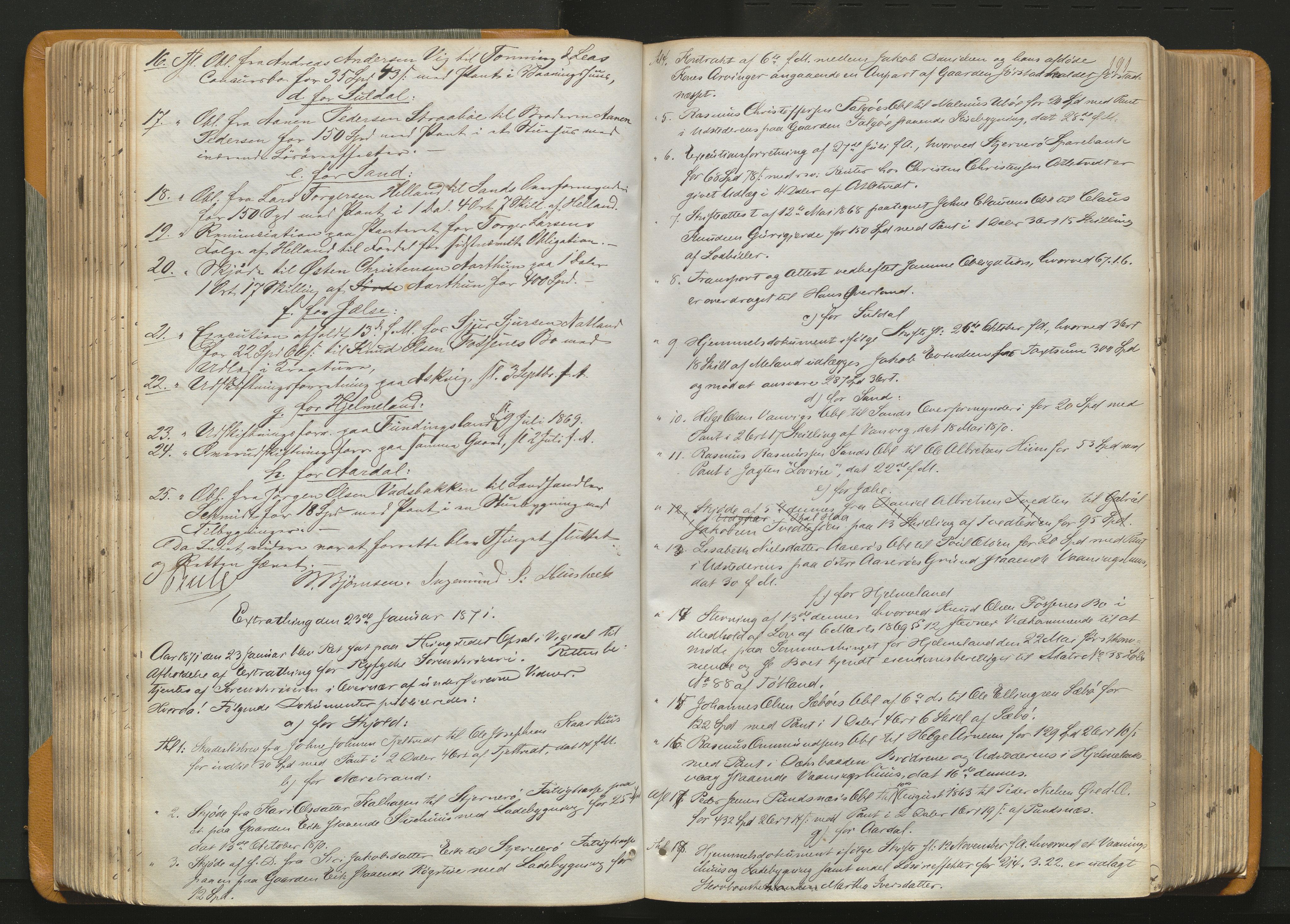 Ryfylke tingrett, AV/SAST-A-100055/001/I/IB/IB0/L0011: Tingbok, Ryfylke, 1867-1879, p. 190b-191a
