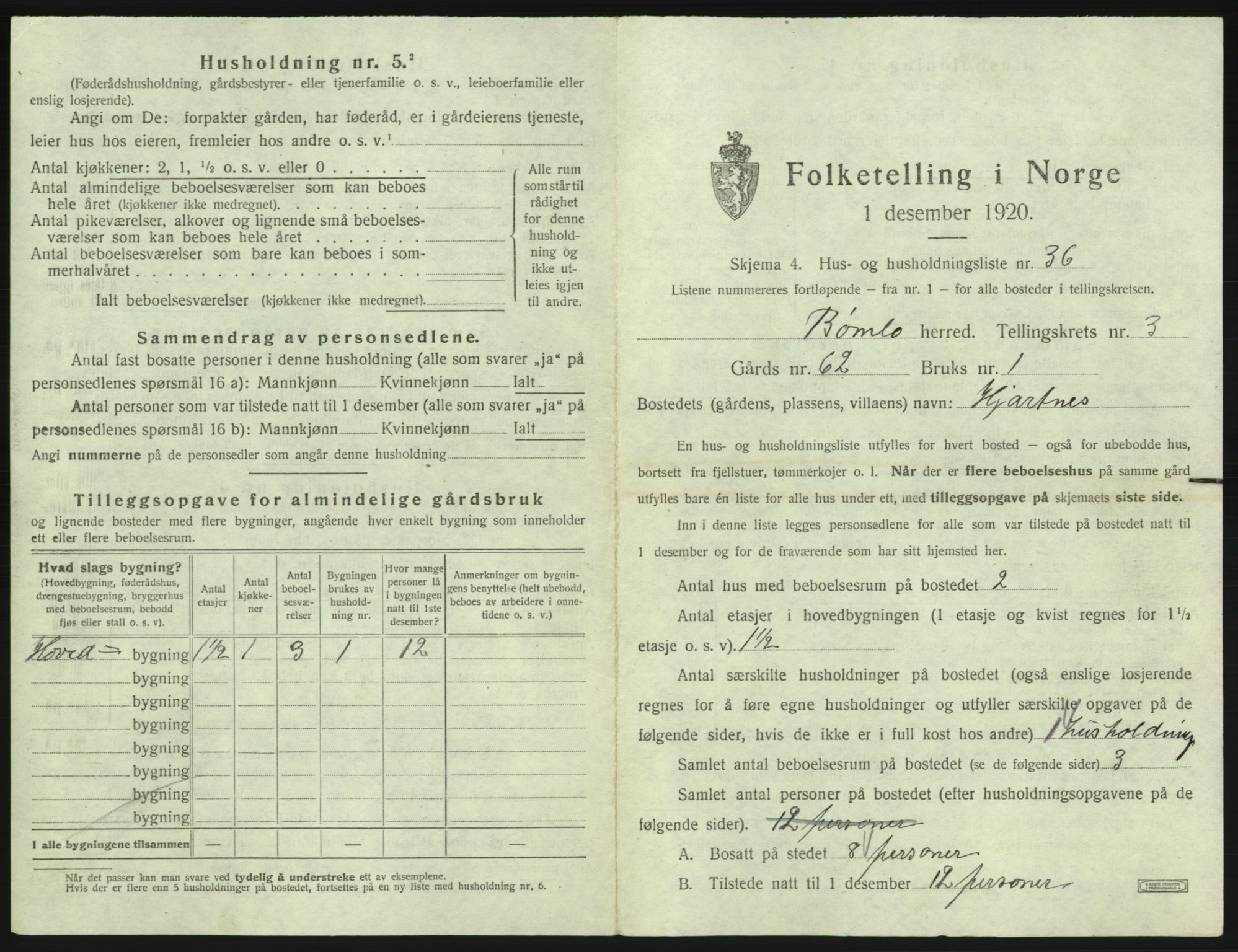 SAB, 1920 census for Bømlo, 1920, p. 428