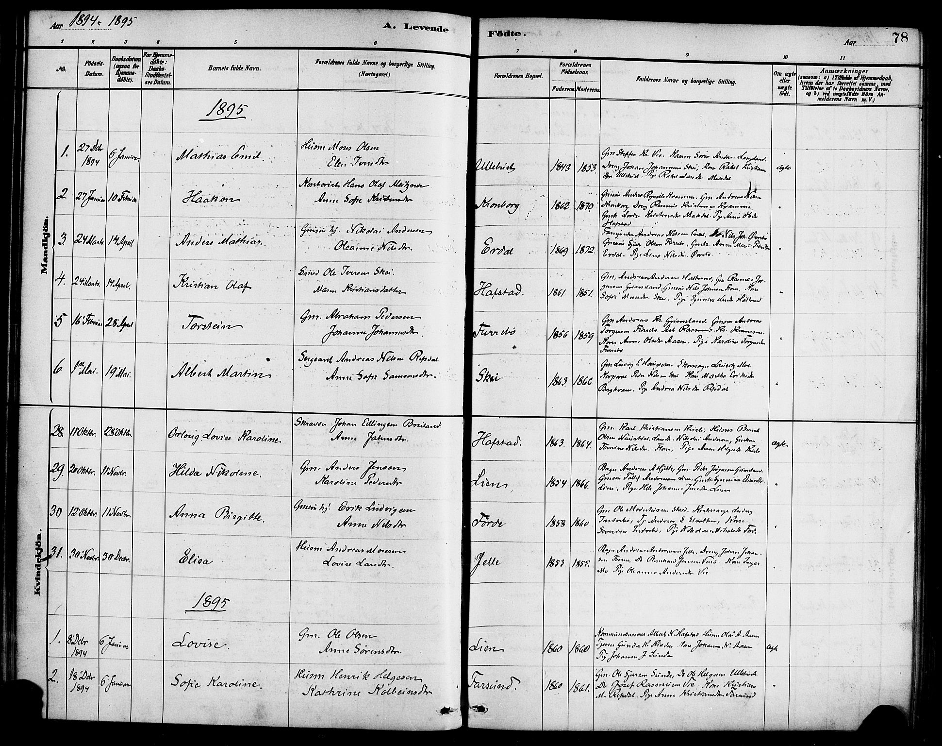 Førde sokneprestembete, SAB/A-79901/H/Haa/Haab/L0001: Parish register (official) no. B 1, 1880-1898, p. 78