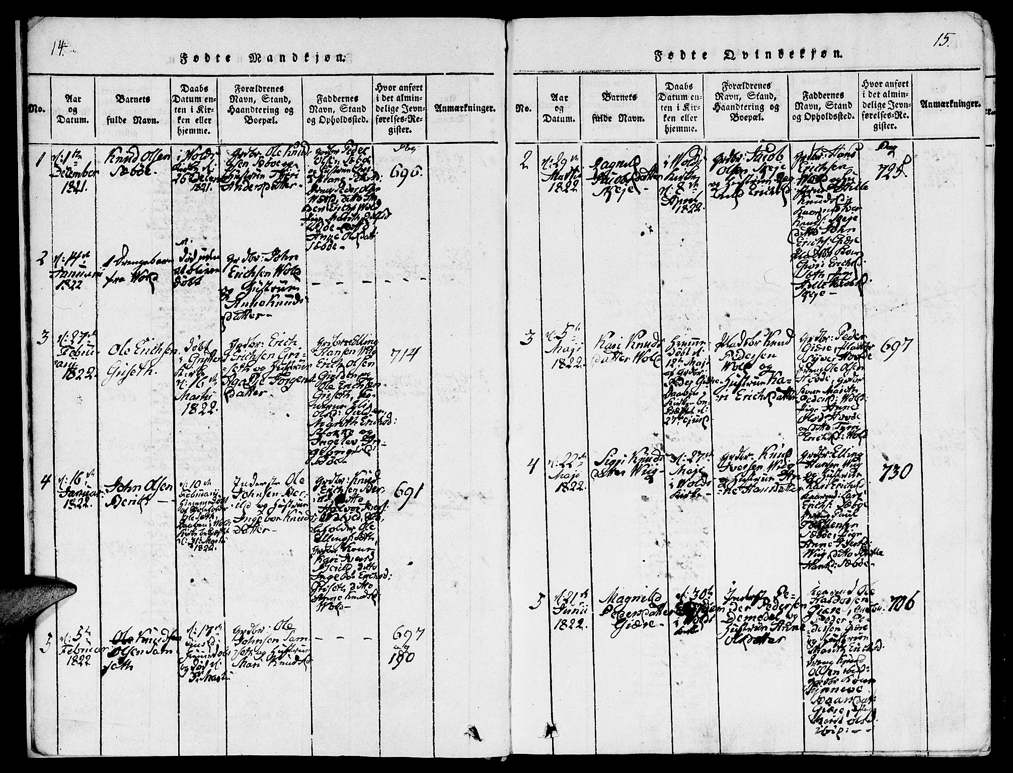 Ministerialprotokoller, klokkerbøker og fødselsregistre - Møre og Romsdal, SAT/A-1454/543/L0561: Parish register (official) no. 543A01, 1818-1853, p. 14-15