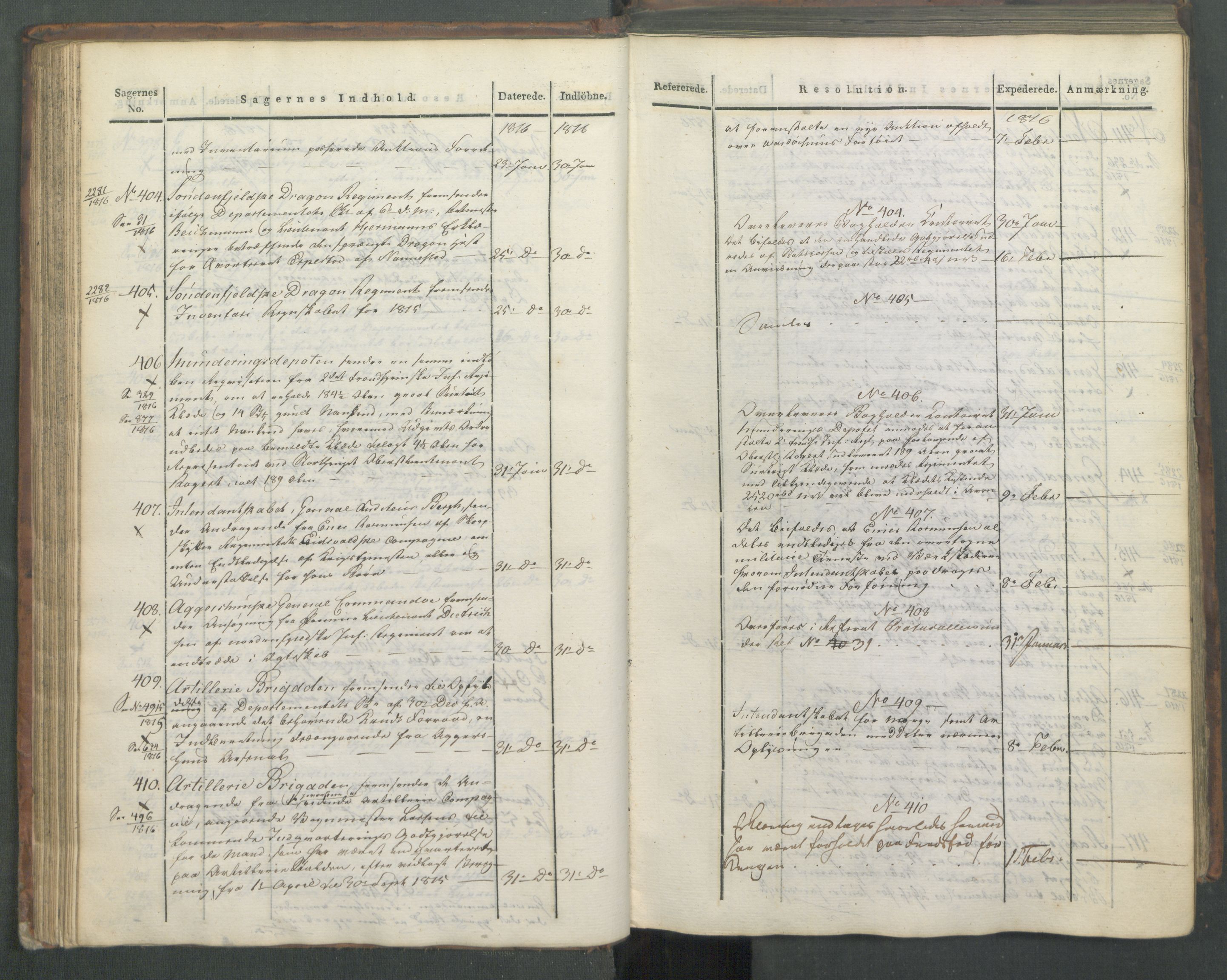 Armédepartementet, AV/RA-RAFA-3493/C/Ca/L0008: 6. Departements Journal, 1816