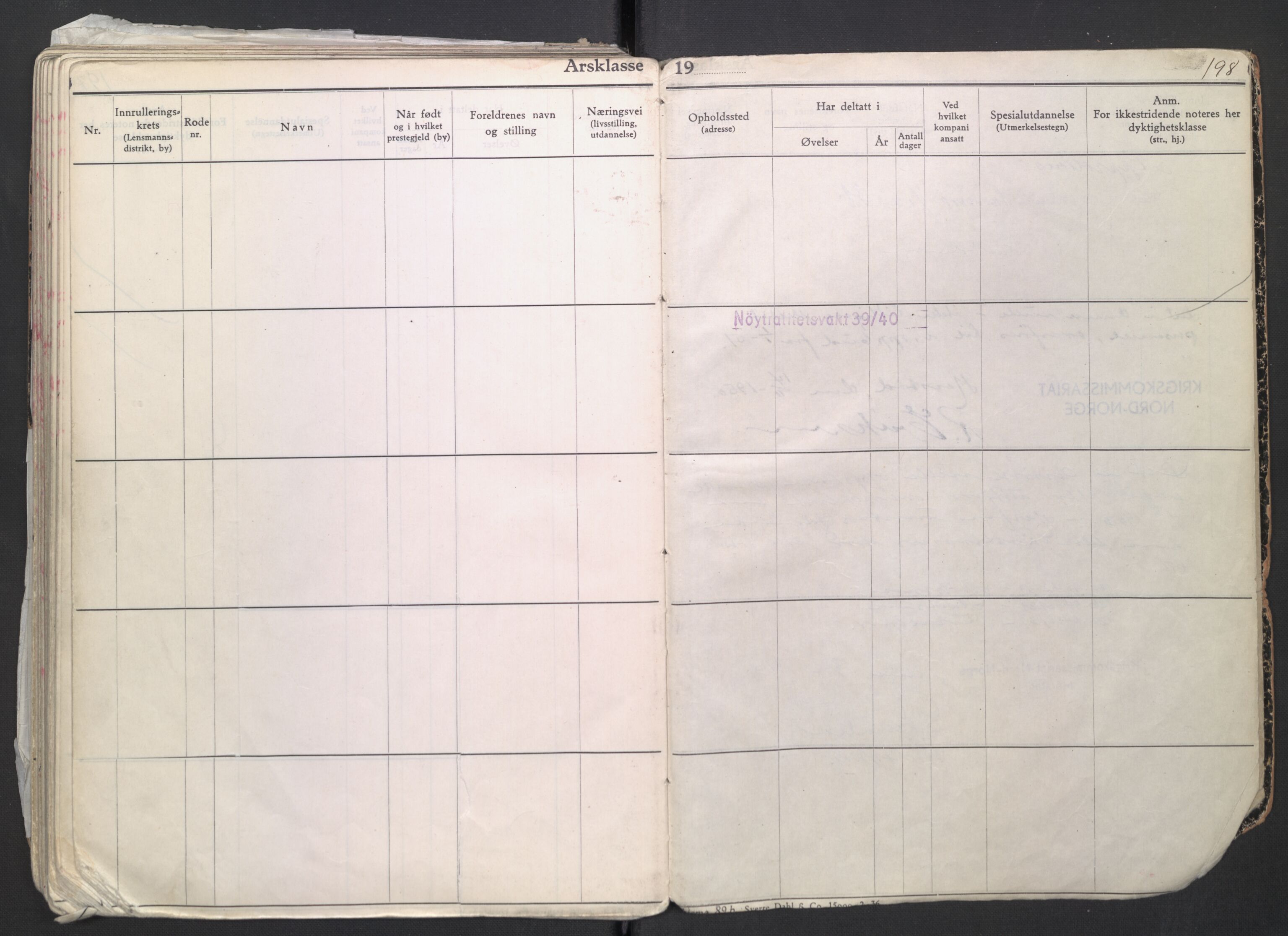 Forsvaret, Troms infanteriregiment nr. 16, AV/RA-RAFA-3146/P/Pa/L0007/0004: Ruller / Rulle for regimentets menige mannskaper, årsklasse 1939, 1939, p. 198