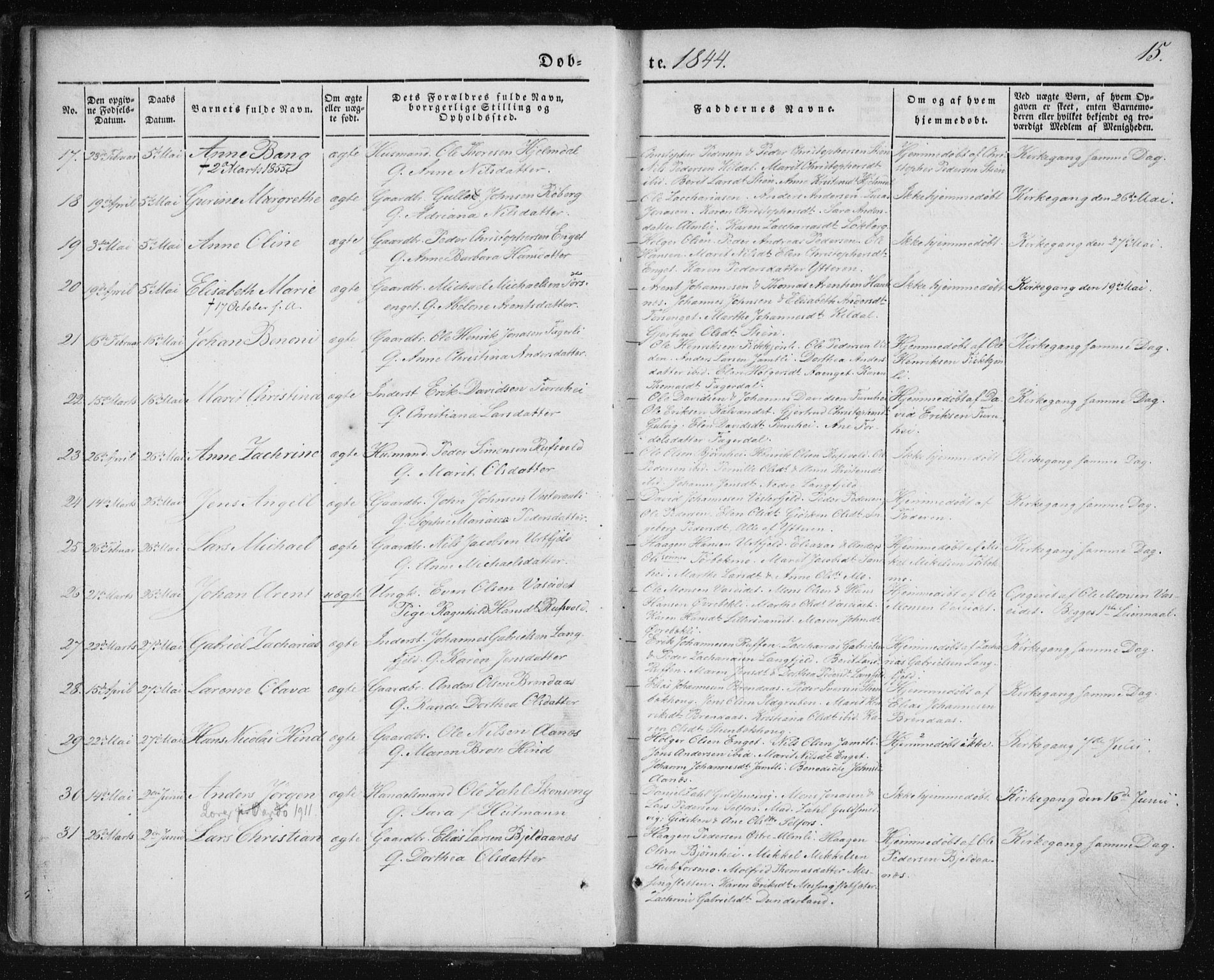 Ministerialprotokoller, klokkerbøker og fødselsregistre - Nordland, AV/SAT-A-1459/827/L0391: Parish register (official) no. 827A03, 1842-1852, p. 15