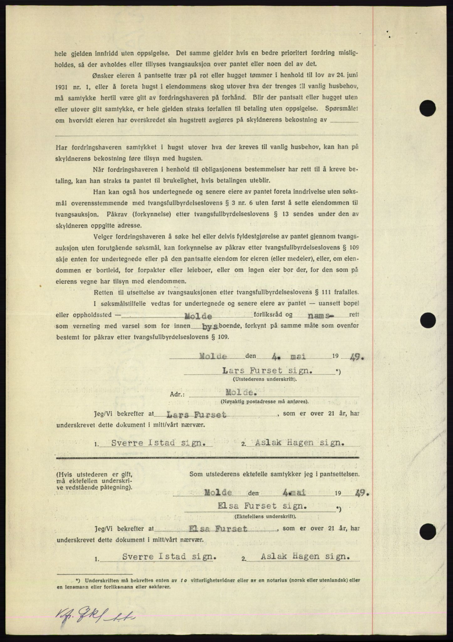 Nordmøre sorenskriveri, AV/SAT-A-4132/1/2/2Ca: Mortgage book no. B101, 1949-1949, Diary no: : 1144/1949