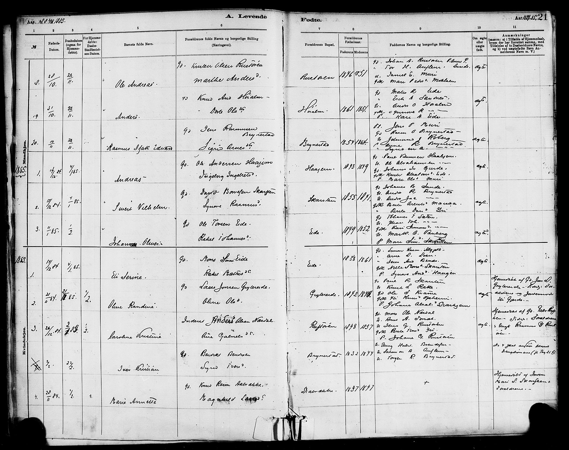 Innvik sokneprestembete, AV/SAB-A-80501: Parish register (official) no. C 1, 1879-1900, p. 21