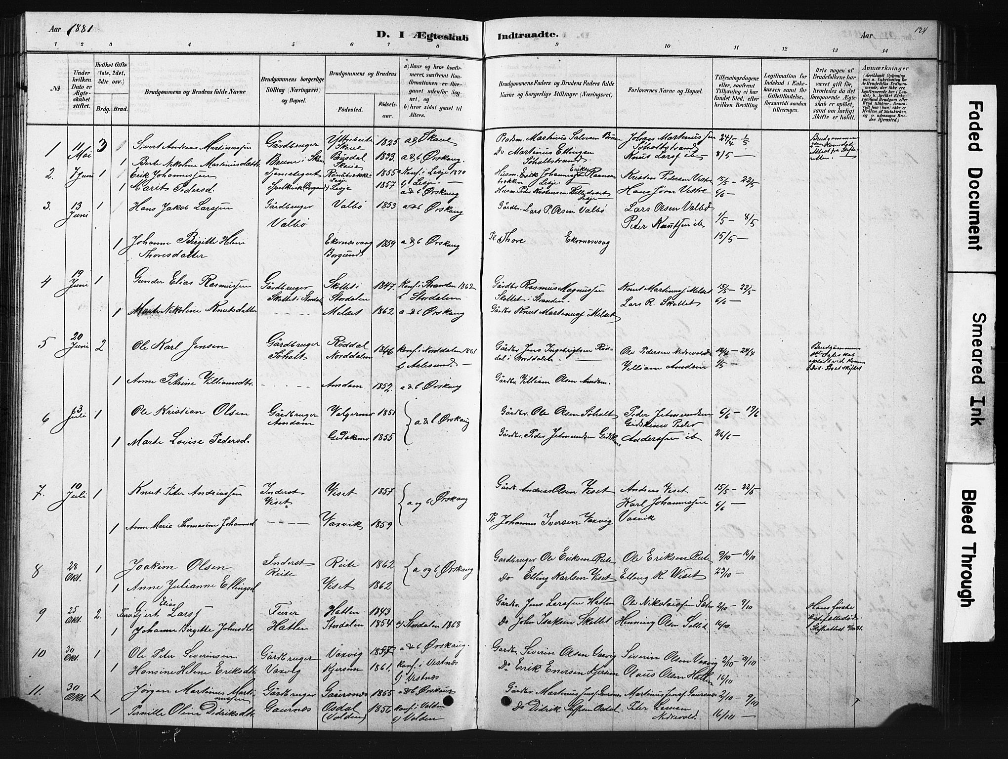 Ministerialprotokoller, klokkerbøker og fødselsregistre - Møre og Romsdal, SAT/A-1454/522/L0326: Parish register (copy) no. 522C05, 1878-1890, p. 124