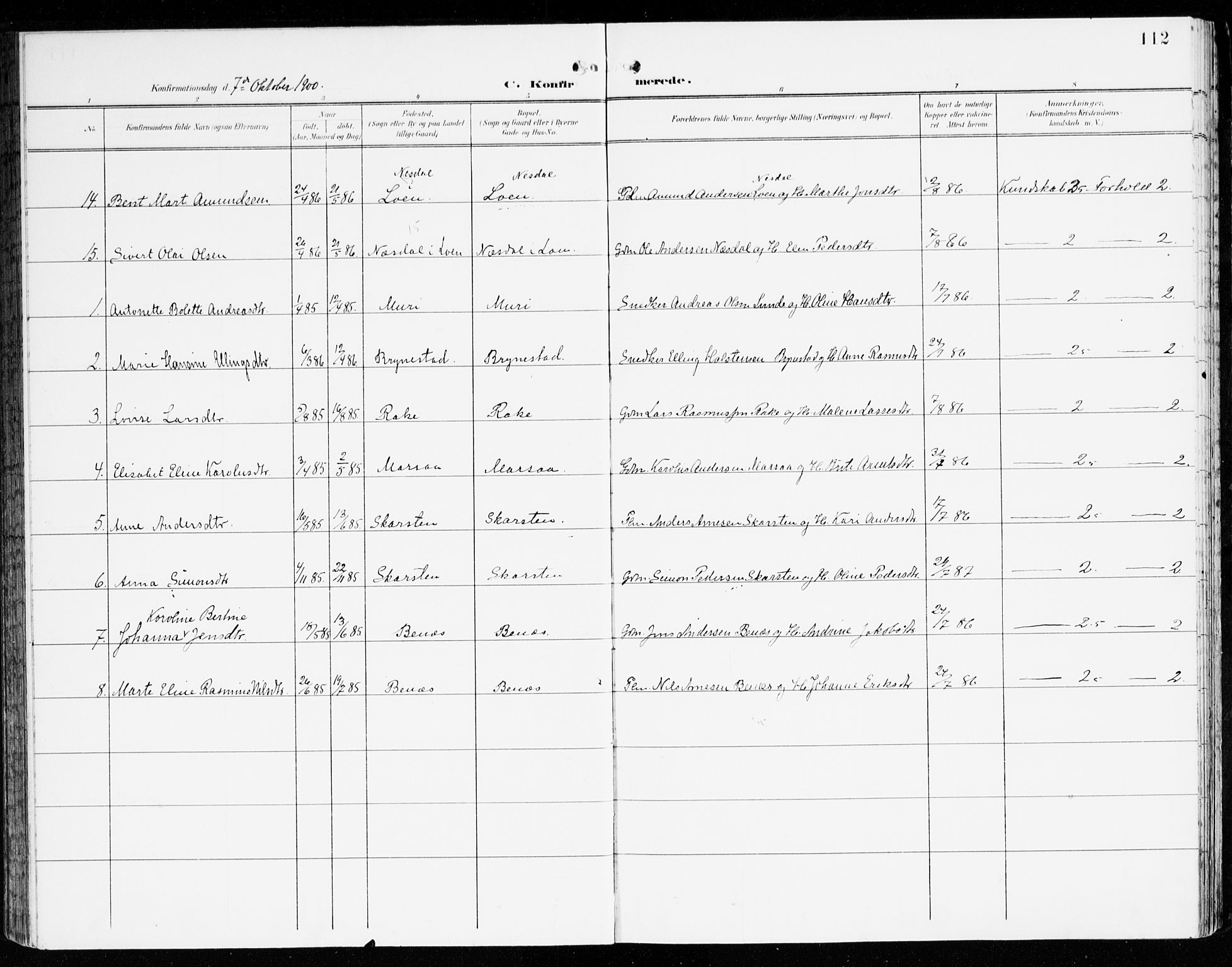 Innvik sokneprestembete, SAB/A-80501: Parish register (official) no. C 2, 1900-1920, p. 112