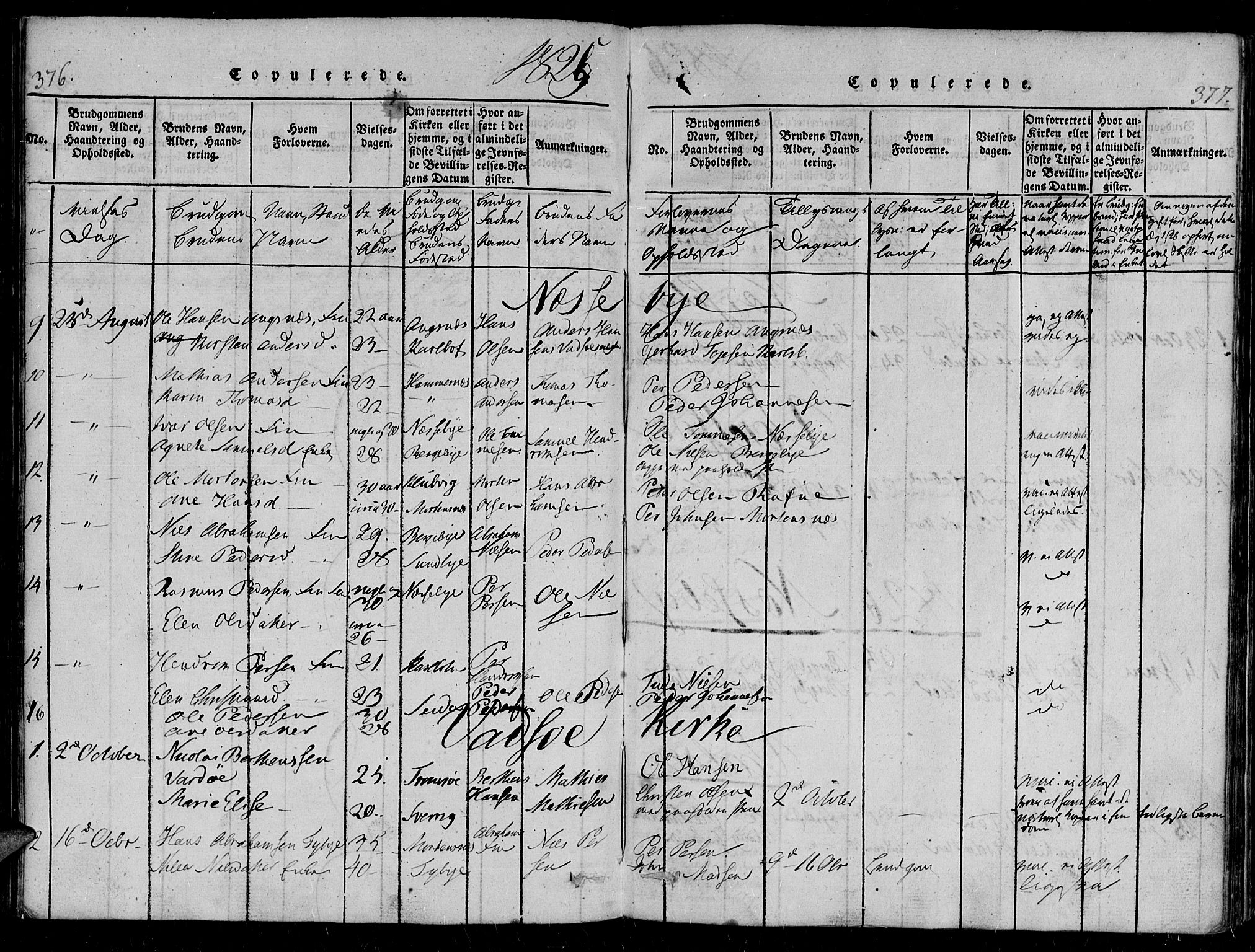 Vadsø sokneprestkontor, SATØ/S-1325/H/Ha/L0003kirke: Parish register (official) no. 3 /1, 1821-1839, p. 376-377