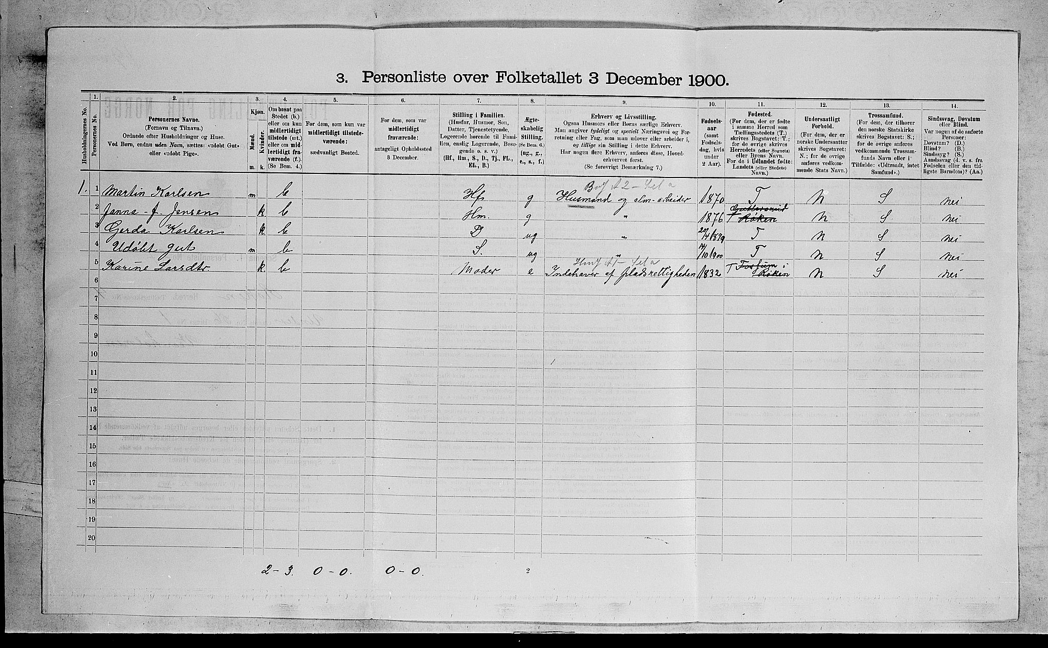 RA, 1900 census for Røyken, 1900, p. 568
