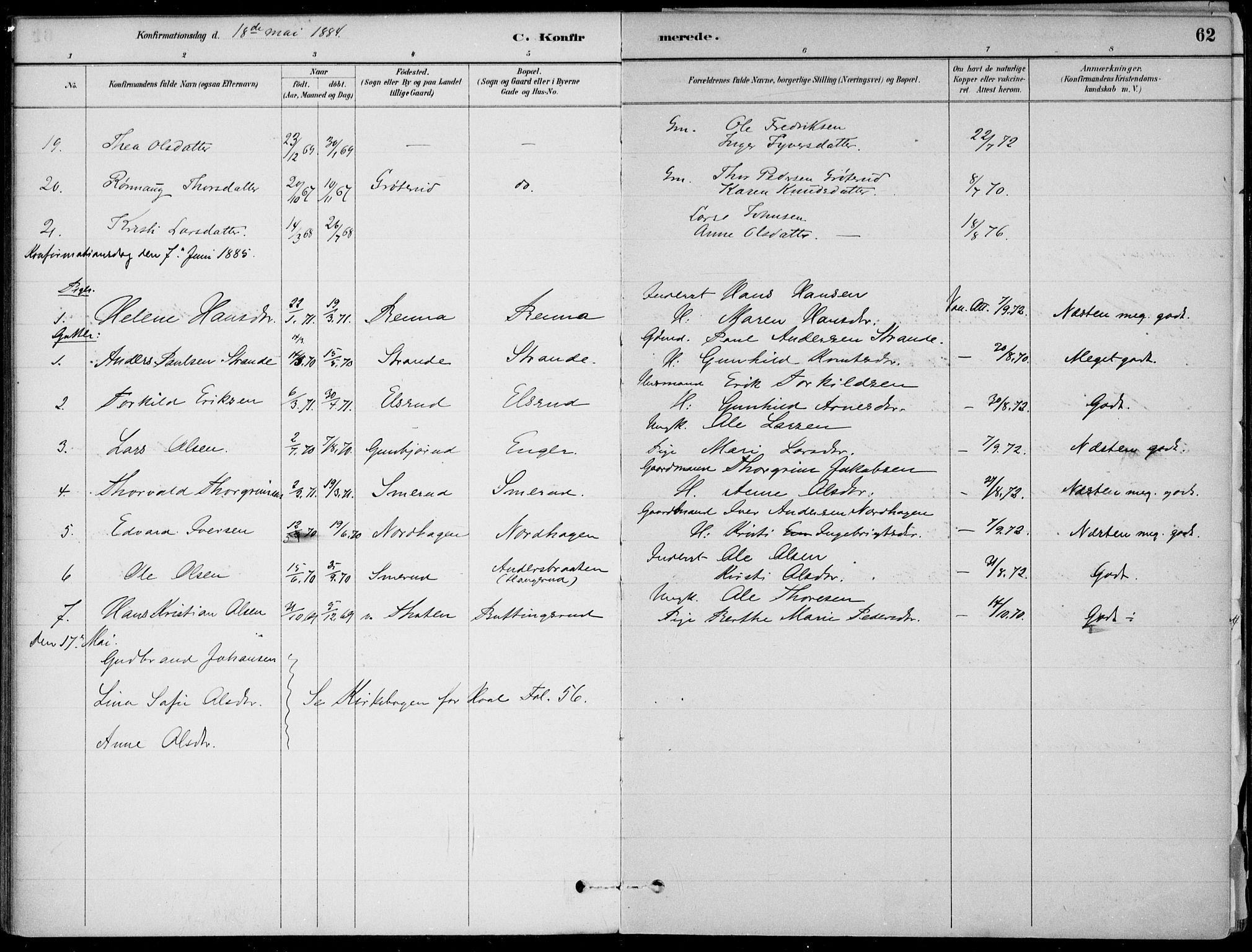 Ådal kirkebøker, AV/SAKO-A-248/F/Fa/L0003: Parish register (official) no. I 3, 1884-1903, p. 62