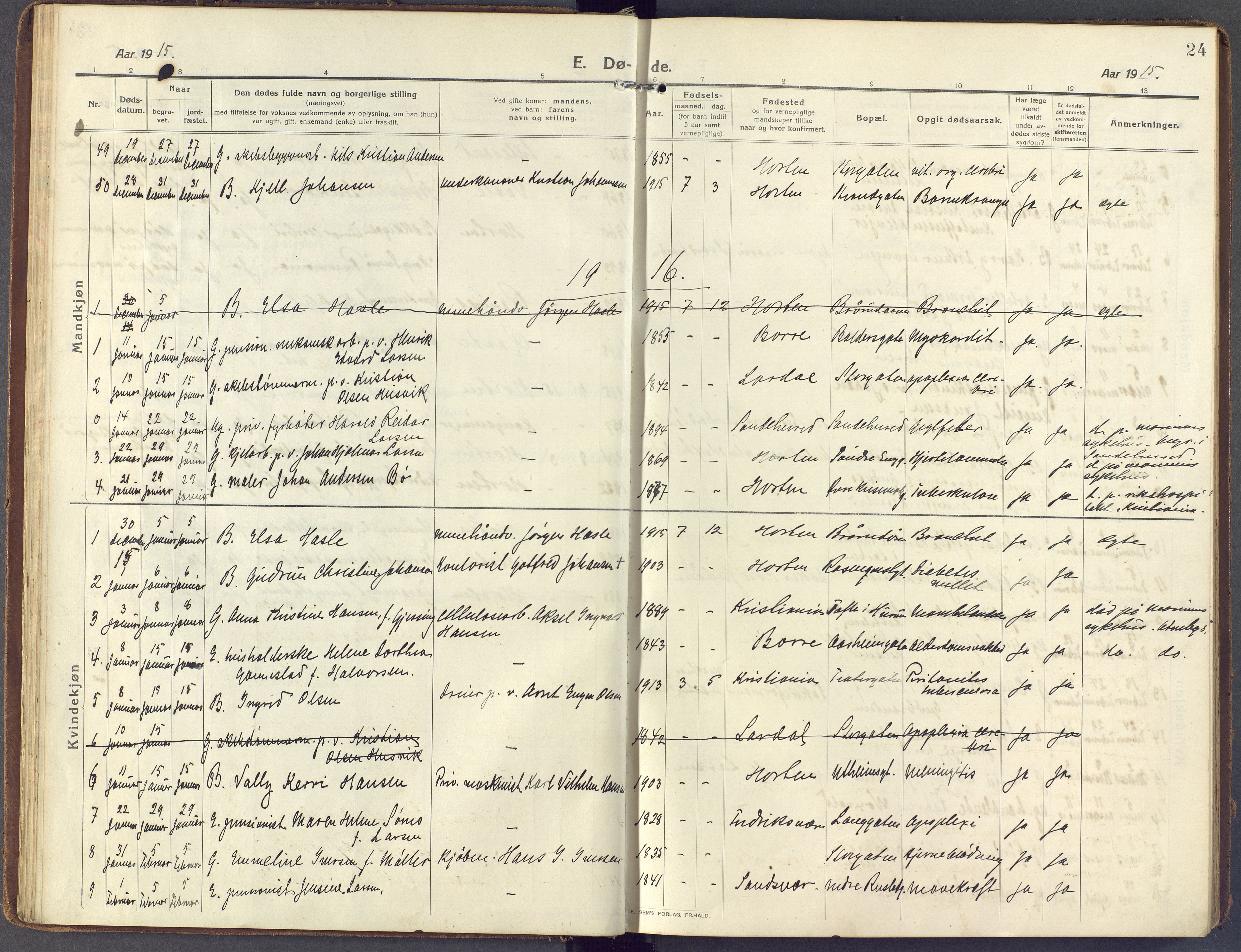 Horten kirkebøker, AV/SAKO-A-348/F/Fa/L0007: Parish register (official) no. 7, 1913-1926, p. 24