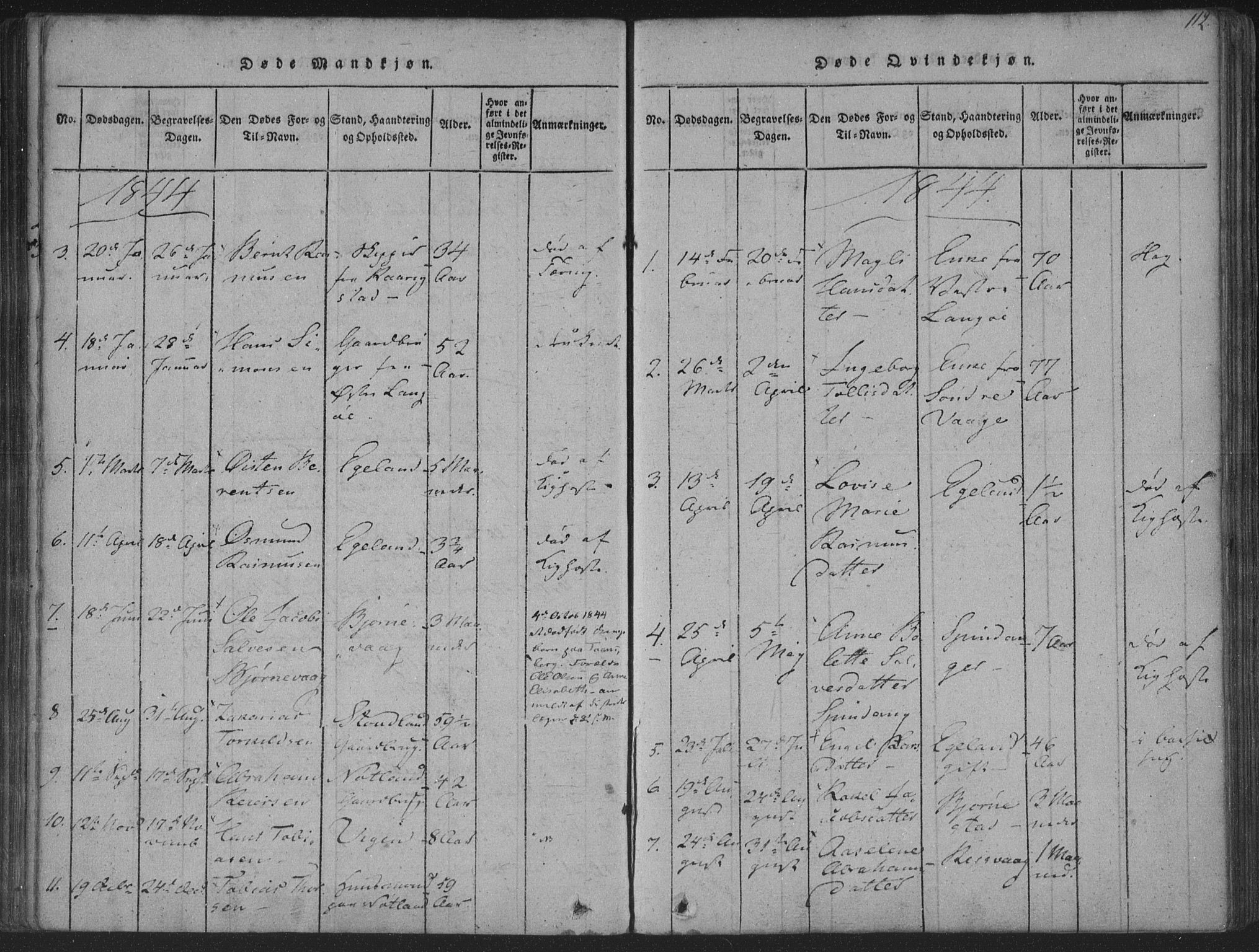 Herad sokneprestkontor, AV/SAK-1111-0018/F/Fa/Fab/L0002: Parish register (official) no. A 2, 1816-1844, p. 112