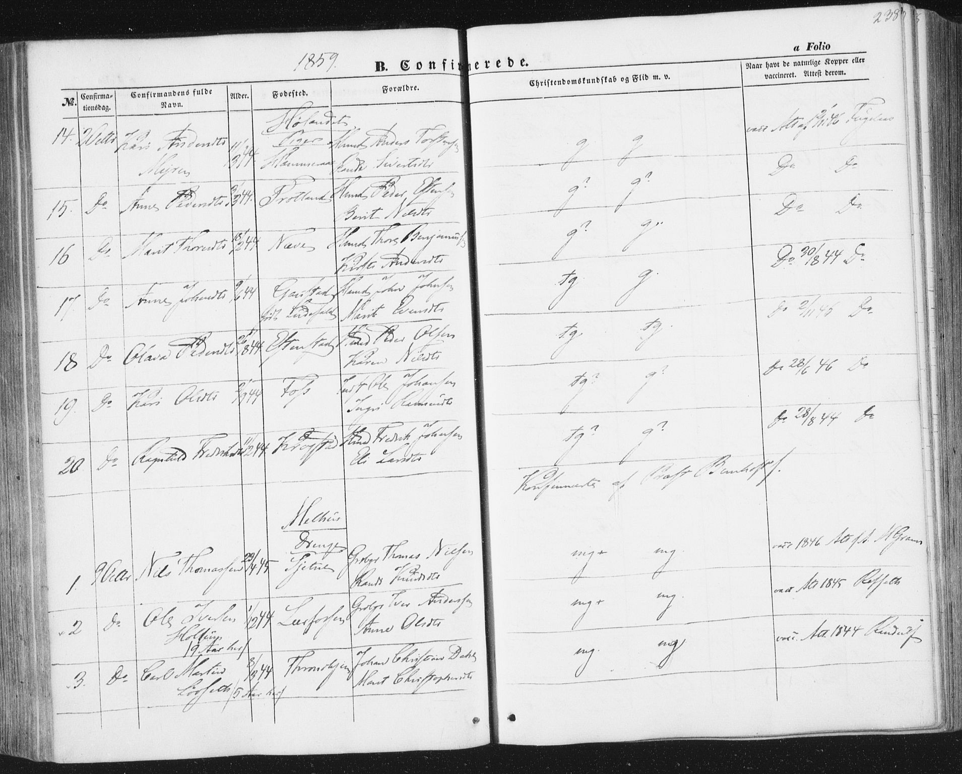 Ministerialprotokoller, klokkerbøker og fødselsregistre - Sør-Trøndelag, AV/SAT-A-1456/691/L1076: Parish register (official) no. 691A08, 1852-1861, p. 238