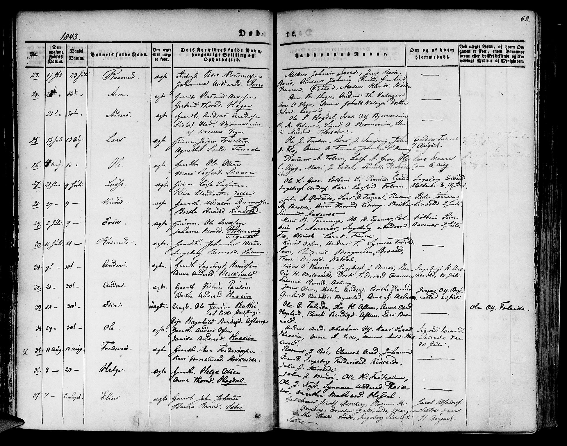 Innvik sokneprestembete, AV/SAB-A-80501: Parish register (official) no. A 4I, 1831-1846, p. 62