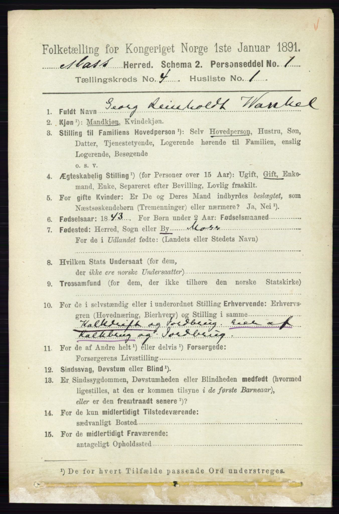 RA, 1891 Census for 0194 Moss, 1891, p. 1312