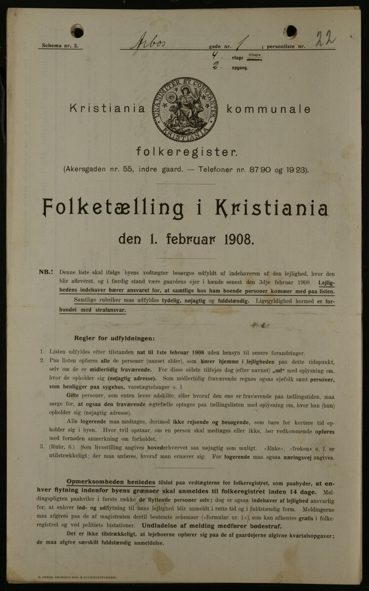 OBA, Municipal Census 1908 for Kristiania, 1908, p. 1941