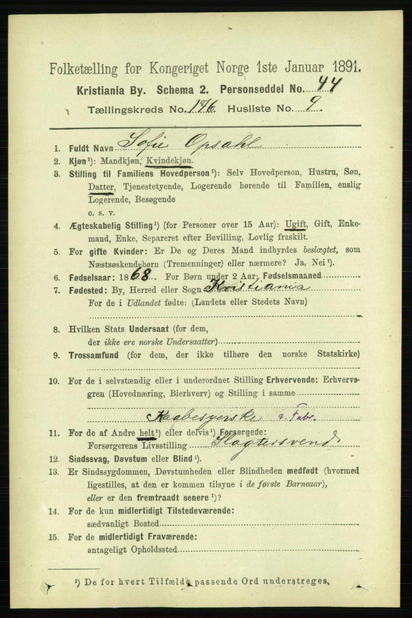 RA, 1891 census for 0301 Kristiania, 1891, p. 105905