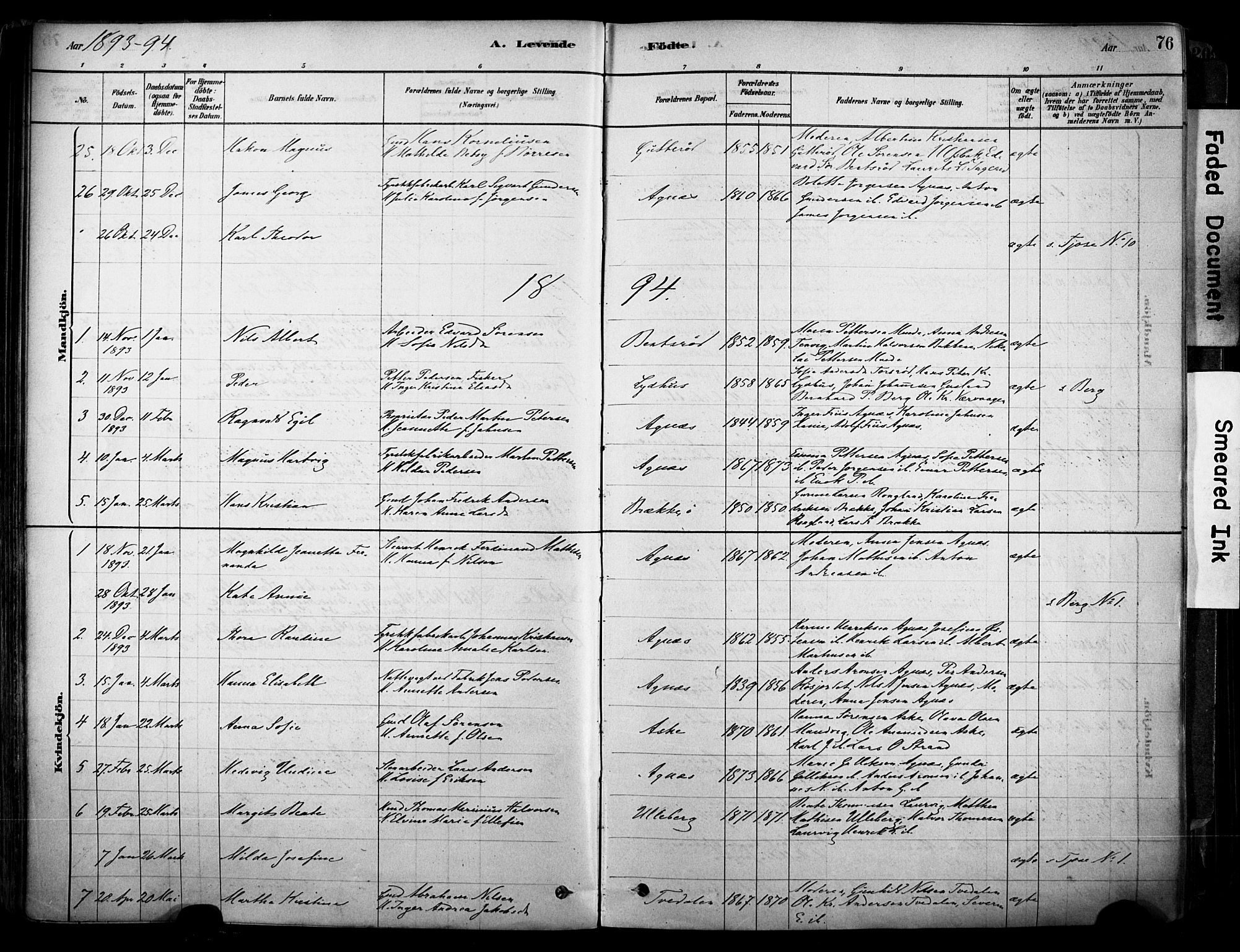 Brunlanes kirkebøker, AV/SAKO-A-342/F/Fc/L0001: Parish register (official) no. III 1, 1878-1899, p. 76