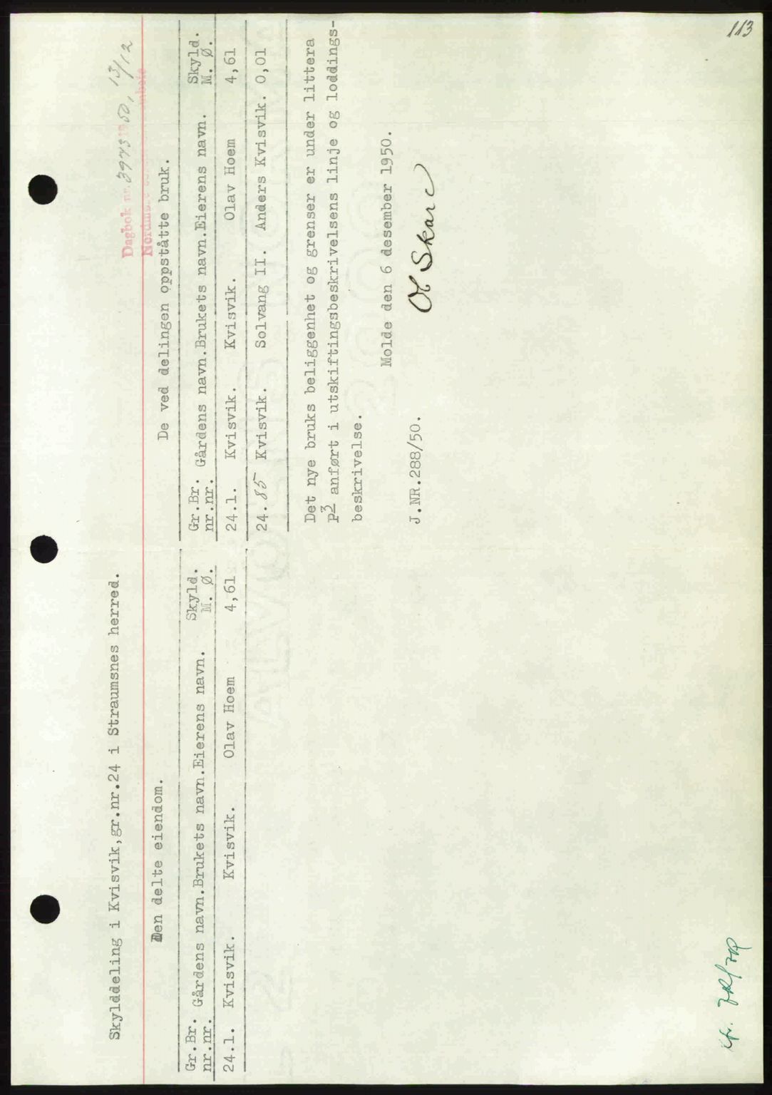 Nordmøre sorenskriveri, AV/SAT-A-4132/1/2/2Ca: Mortgage book no. A117, 1950-1950, Diary no: : 3973/1950