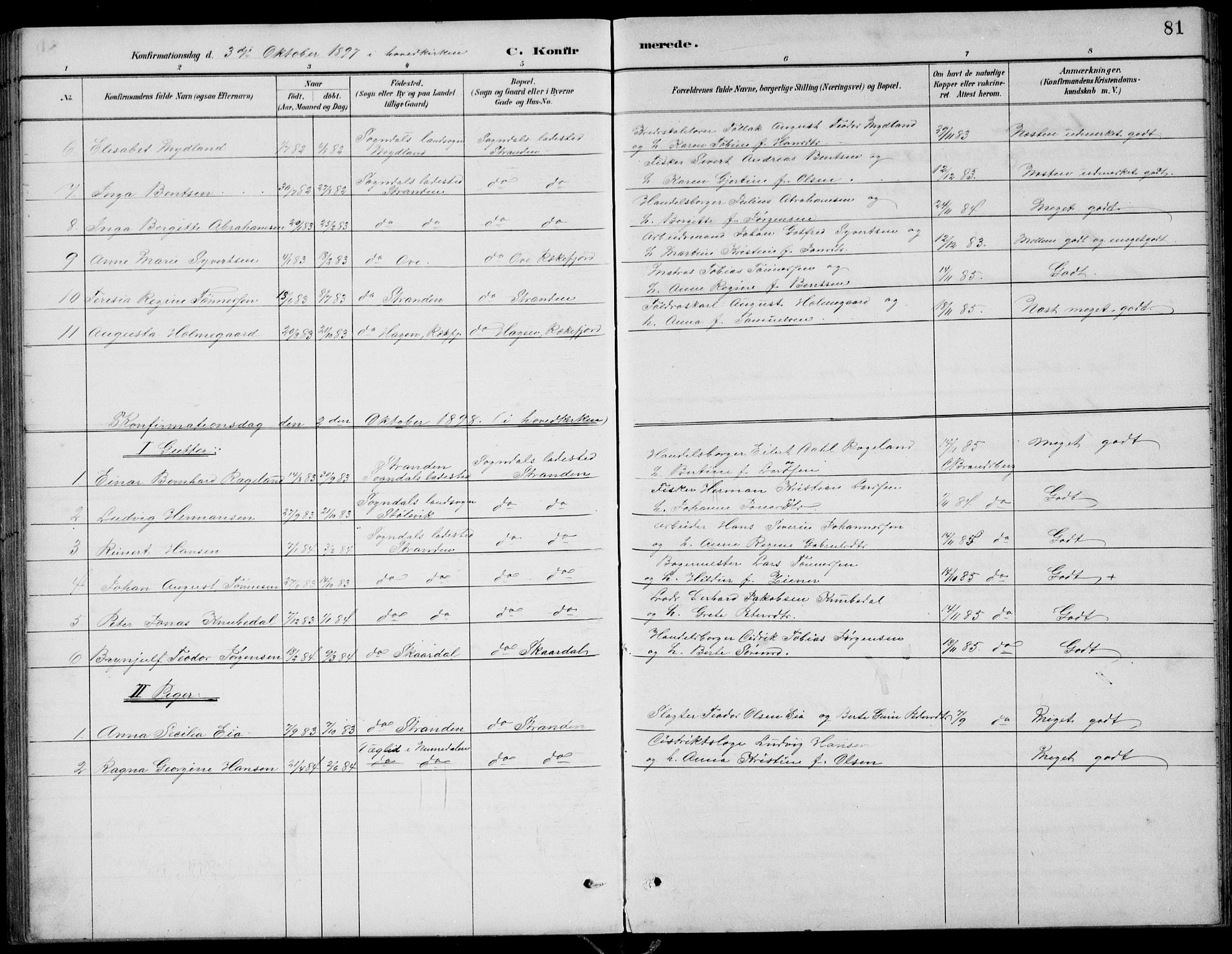 Sokndal sokneprestkontor, SAST/A-101808: Parish register (copy) no. B 5, 1887-1934, p. 81