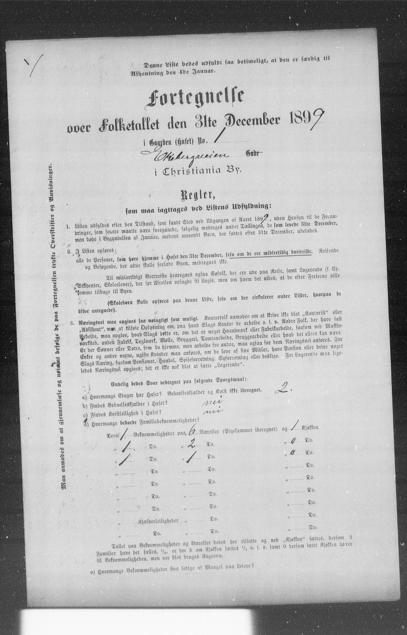 OBA, Municipal Census 1899 for Kristiania, 1899, p. 2539