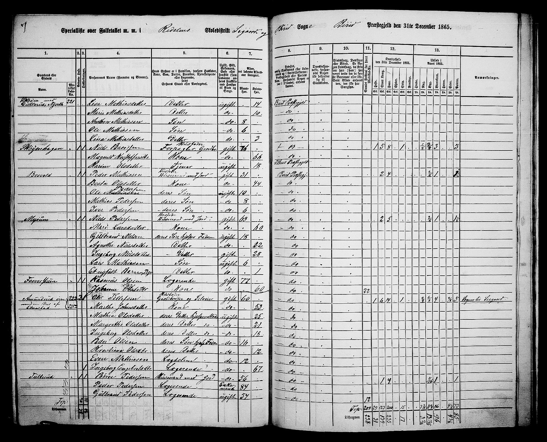 RA, 1865 census for Biri, 1865, p. 192