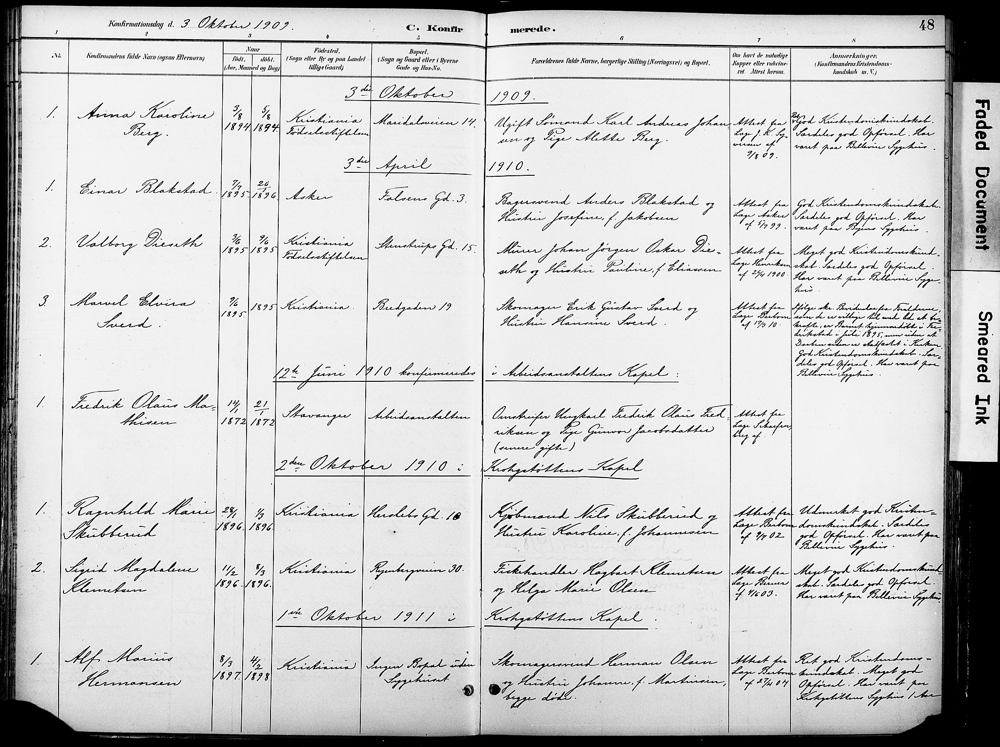 Krohgstøtten sykehusprest Kirkebøker, SAO/A-10854/F/Fa/L0003: Parish register (official) no. 3, 1890-1935, p. 48