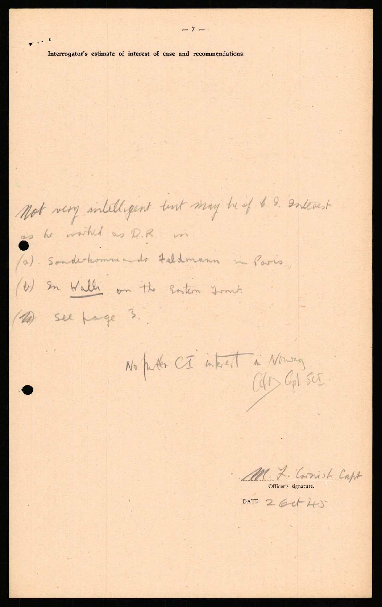 Forsvaret, Forsvarets overkommando II, AV/RA-RAFA-3915/D/Db/L0033: CI Questionaires. Tyske okkupasjonsstyrker i Norge. Tyskere., 1945-1946, p. 430