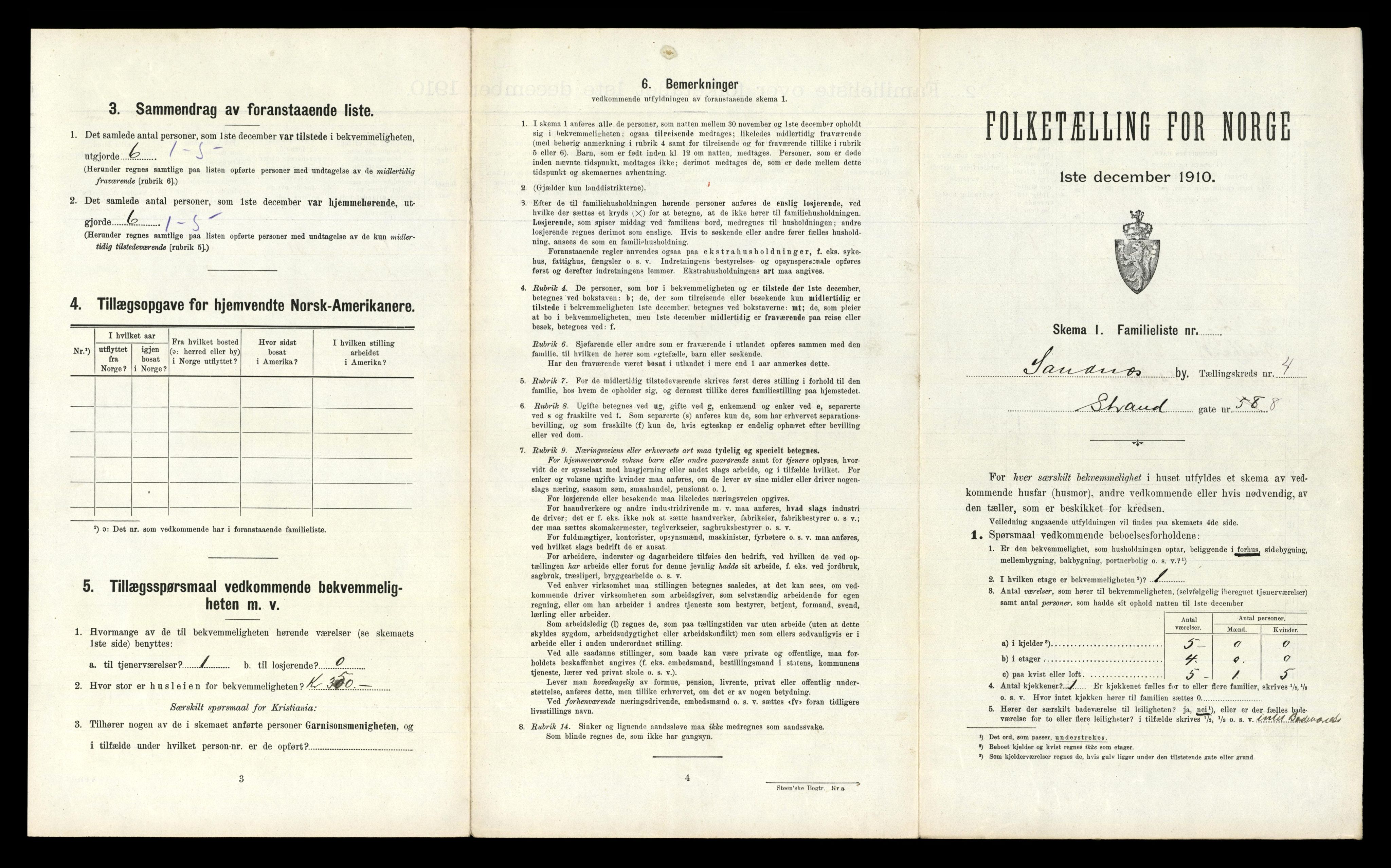 RA, 1910 census for Sandnes, 1910, p. 516