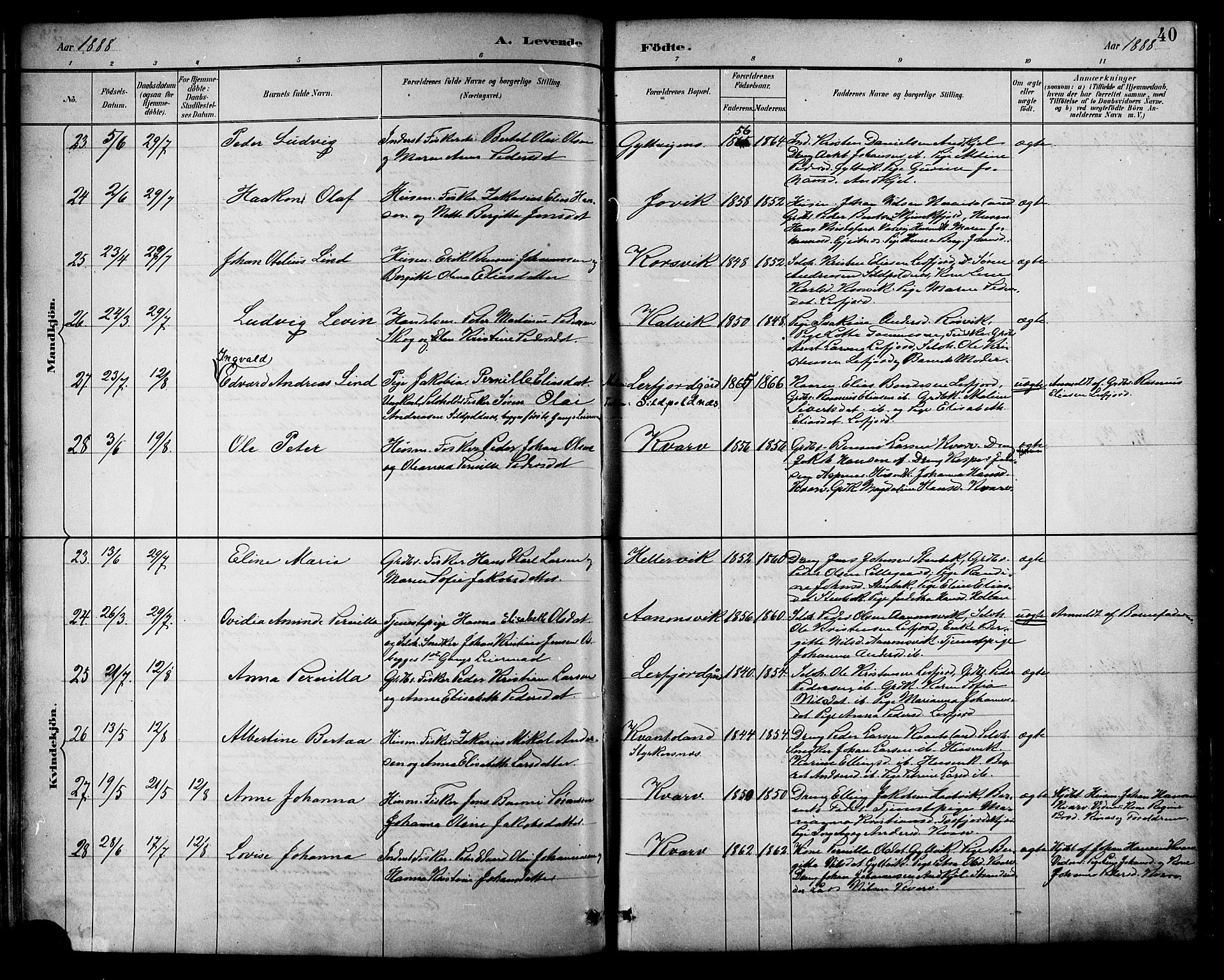 Ministerialprotokoller, klokkerbøker og fødselsregistre - Nordland, AV/SAT-A-1459/854/L0777: Parish register (official) no. 854A01 /1, 1883-1891, p. 40