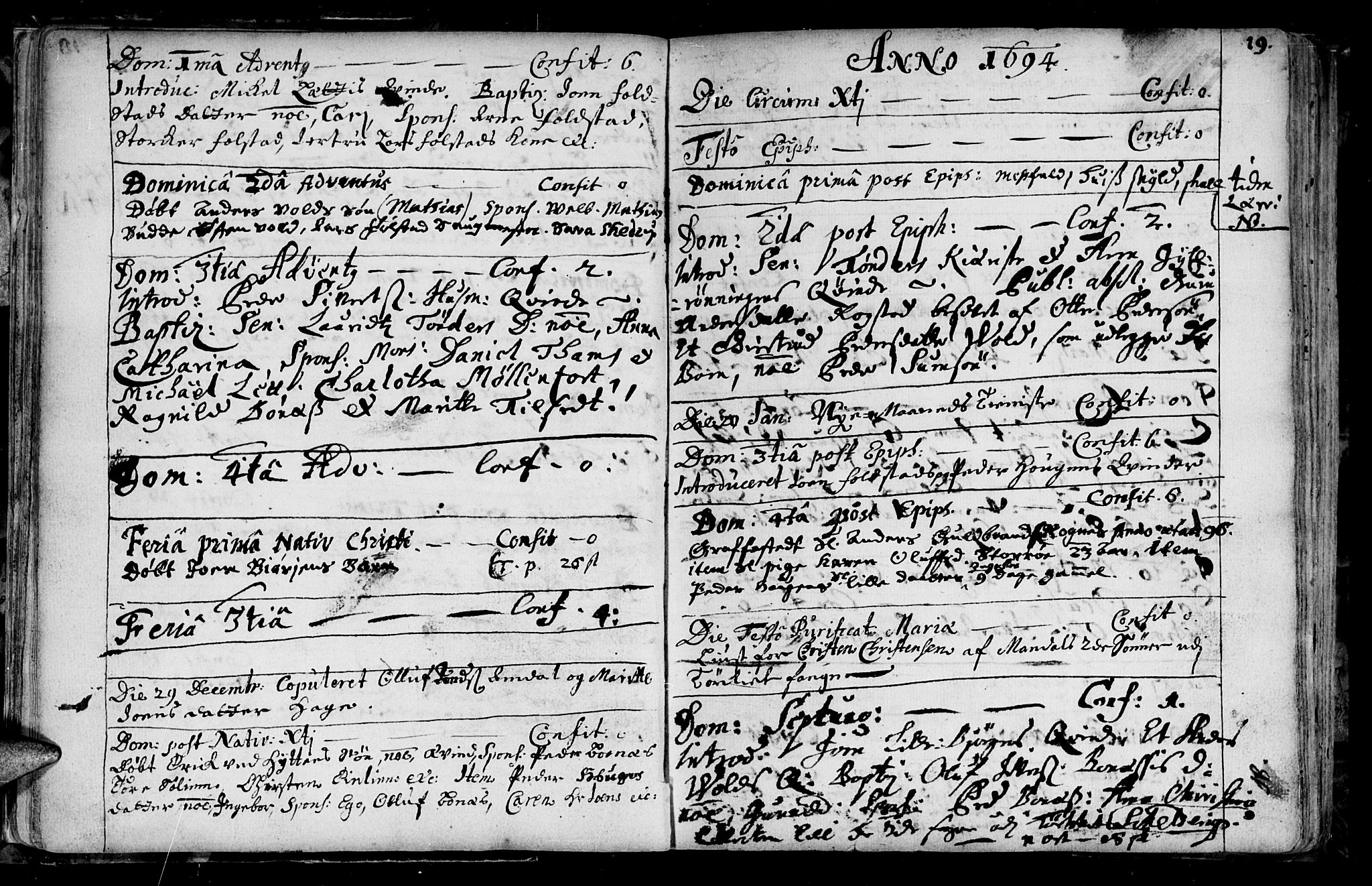 Ministerialprotokoller, klokkerbøker og fødselsregistre - Sør-Trøndelag, SAT/A-1456/687/L0990: Parish register (official) no. 687A01, 1690-1746, p. 19