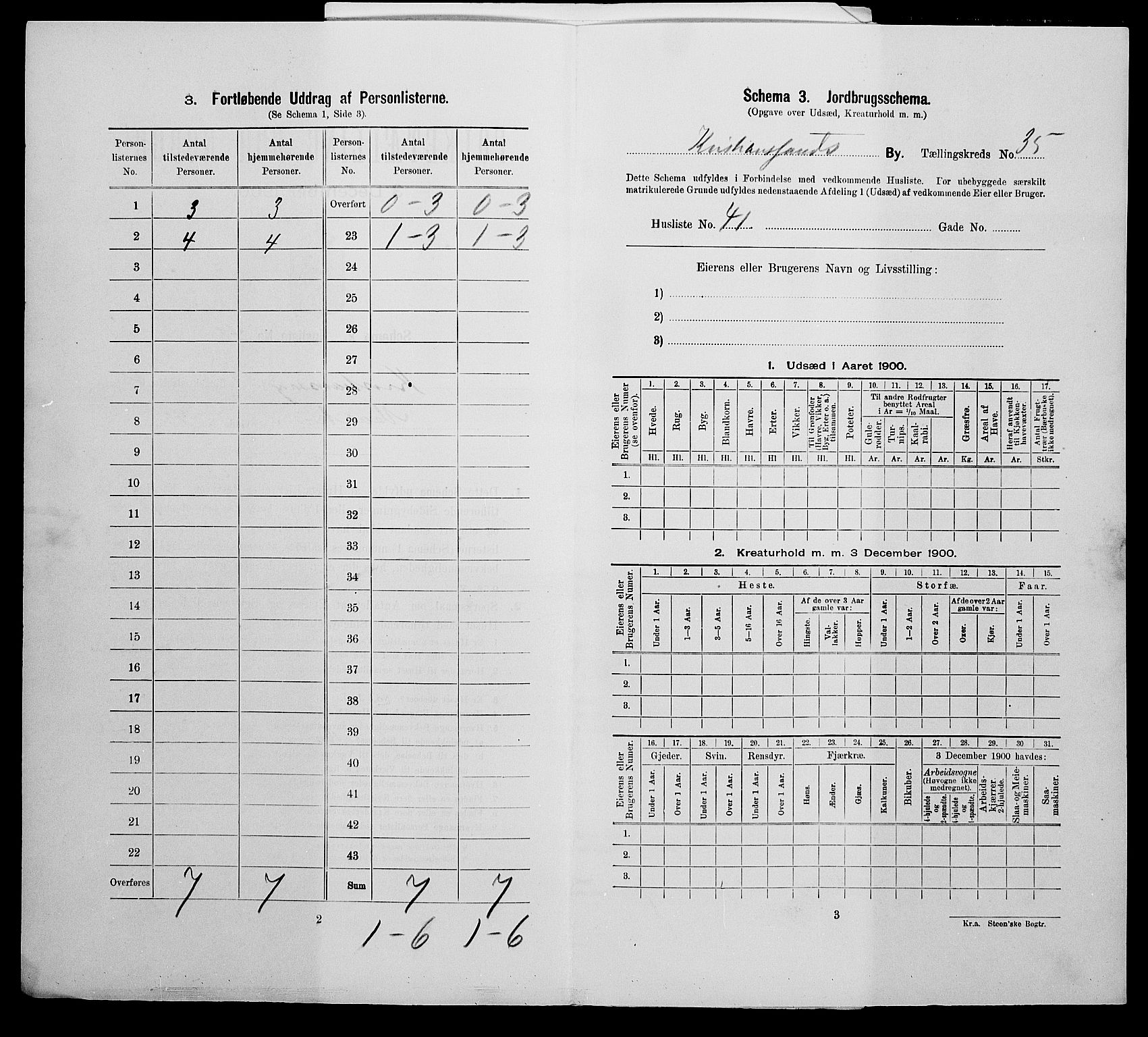 SAK, 1900 census for Kristiansand, 1900, p. 5737