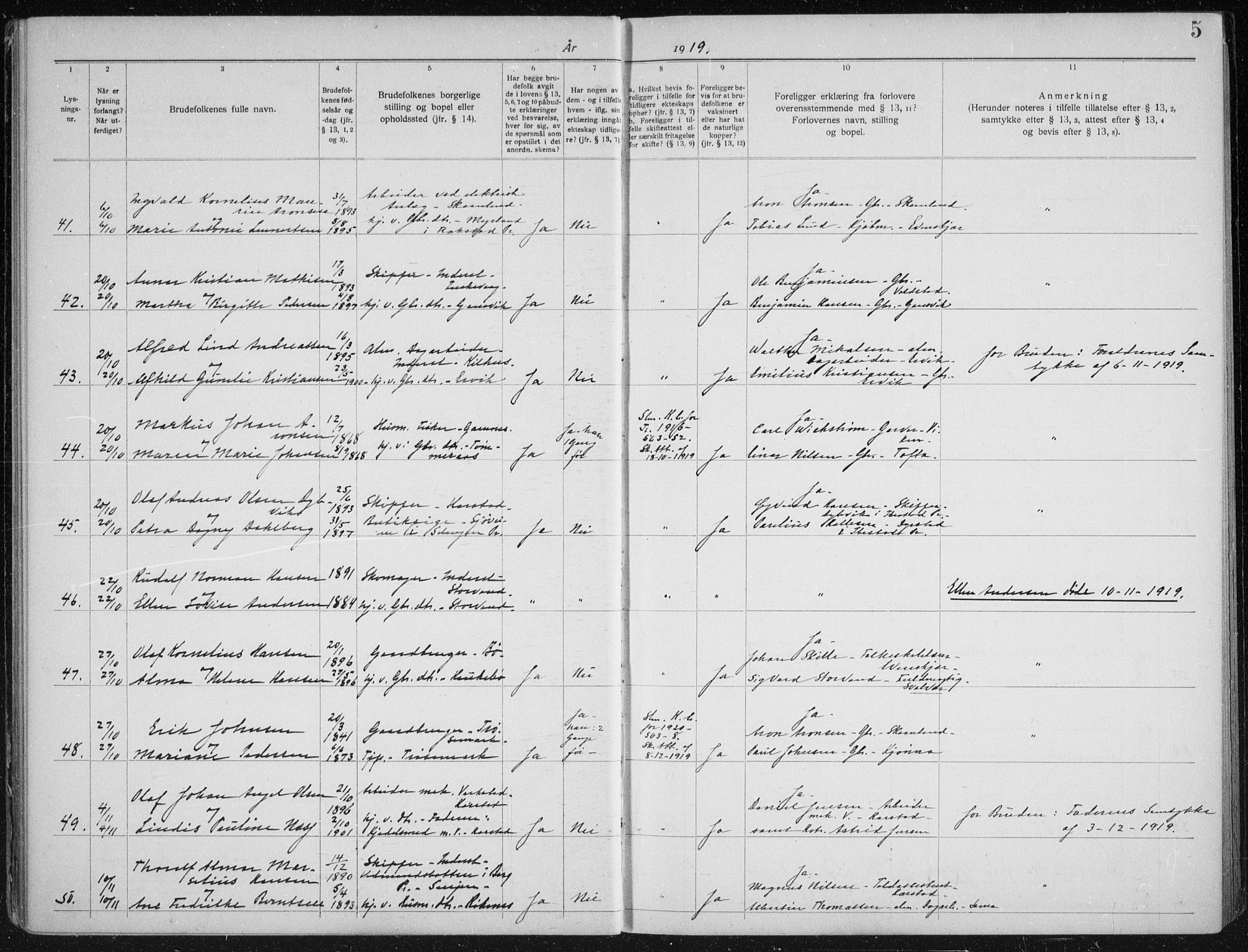 Trondenes sokneprestkontor, AV/SATØ-S-1319/I/Ib/L0099: Banns register no. 99, 1919-1930, p. 5