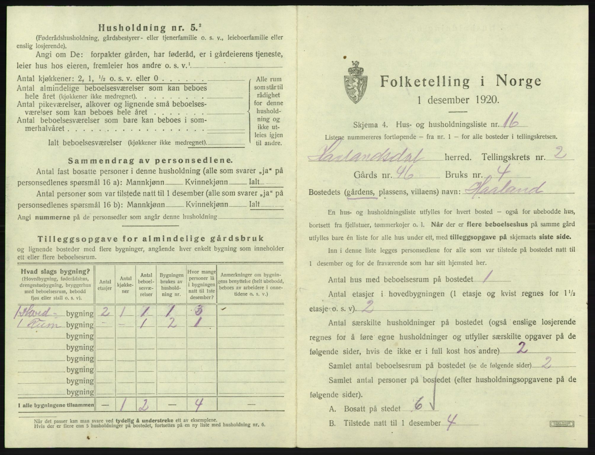 SAB, 1920 census for Hålandsdal, 1920, p. 90