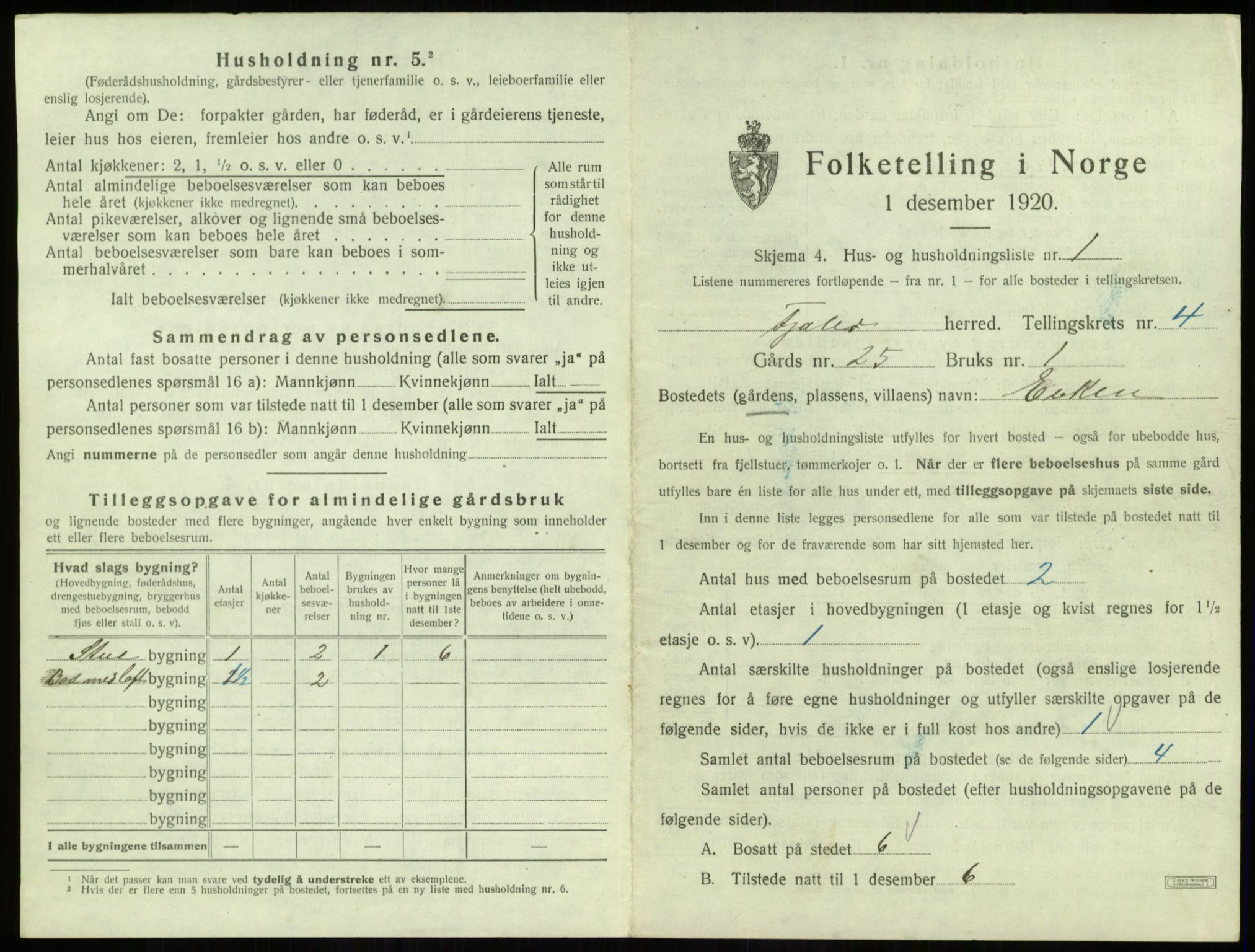 SAB, 1920 census for Fjaler, 1920, p. 361