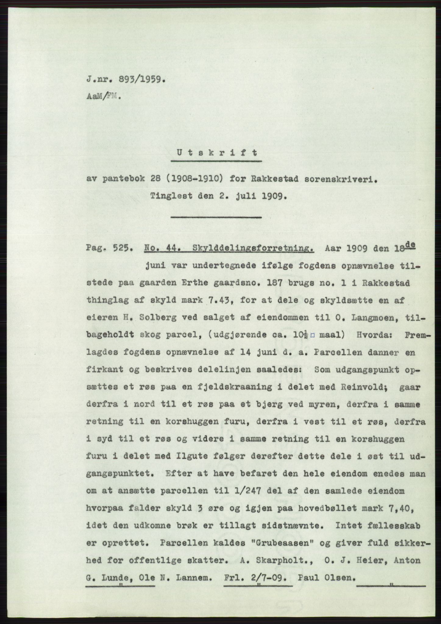 Statsarkivet i Oslo, SAO/A-10621/Z/Zd/L0010: Avskrifter, j.nr 753-1498/1959, 1959, p. 55