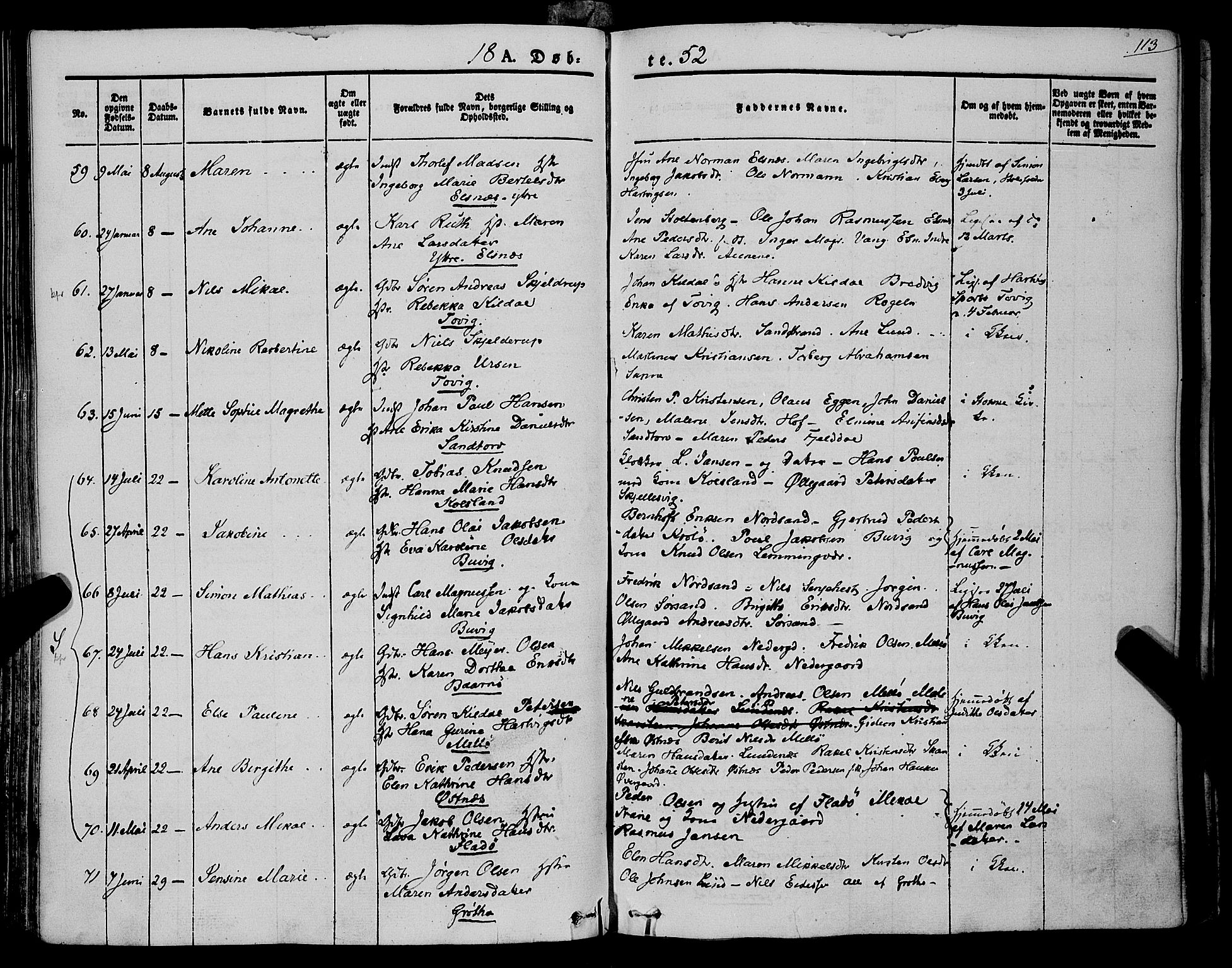 Trondenes sokneprestkontor, SATØ/S-1319/H/Ha/L0009kirke: Parish register (official) no. 9, 1841-1852, p. 113