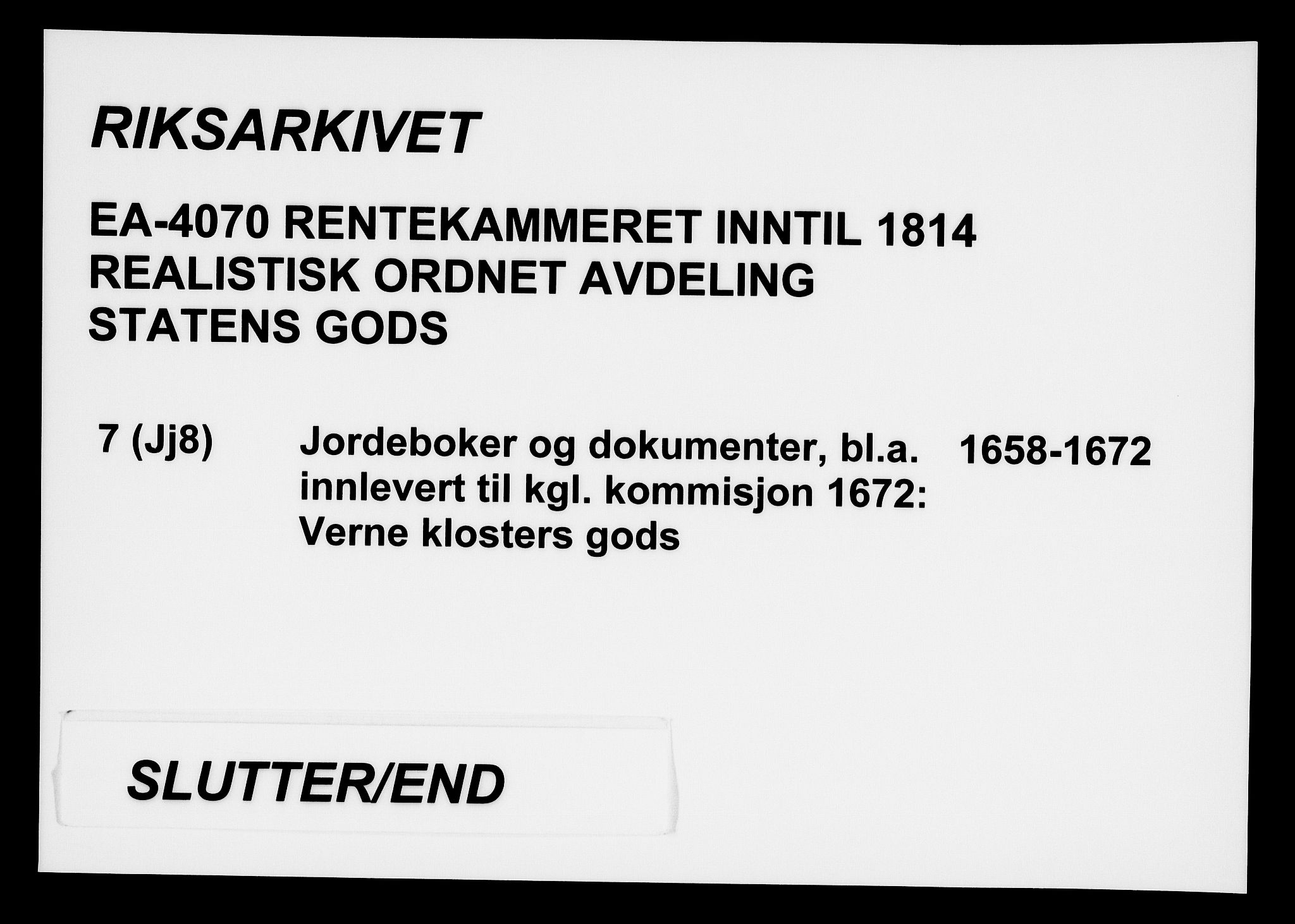 Rentekammeret inntil 1814, Realistisk ordnet avdeling, AV/RA-EA-4070/On/L0007: [Jj 8]: Jordebøker og dokumenter innlevert til kongelig kommisjon 1672: Verne klosters gods, 1658-1672, p. 380