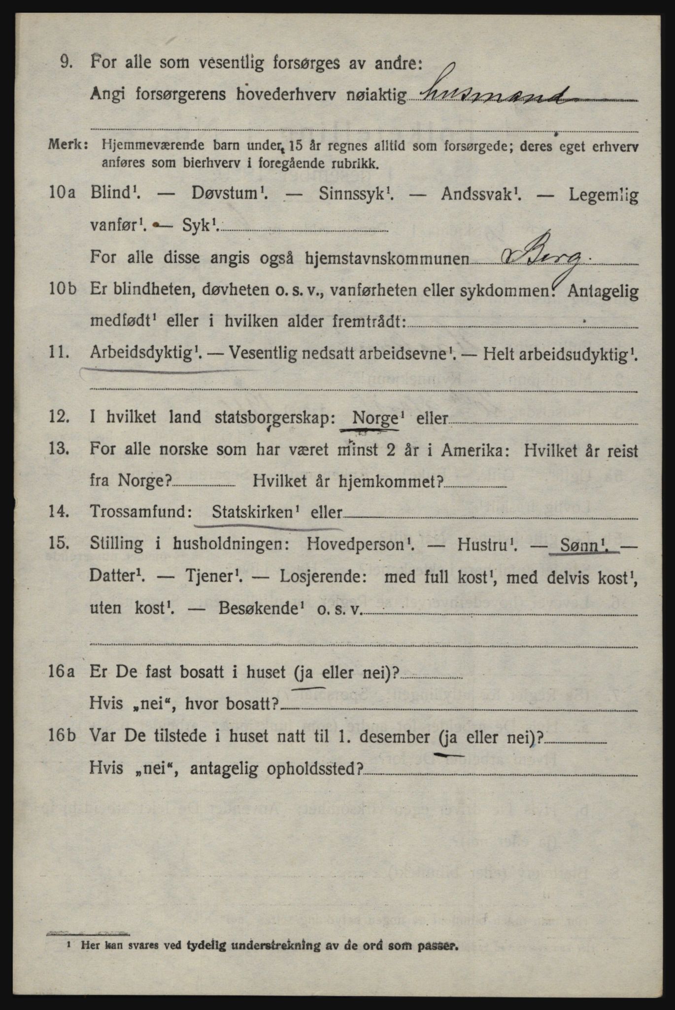 SAO, 1920 census for Berg, 1920, p. 9230