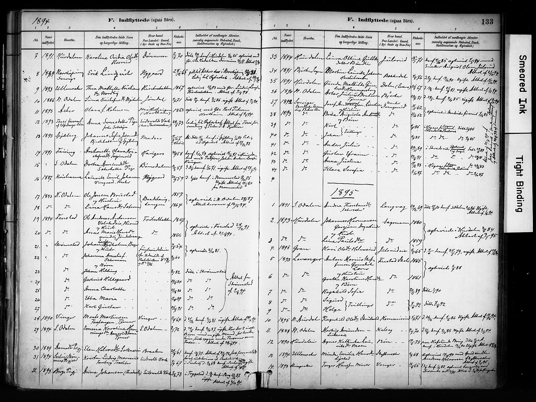 Eidsvoll prestekontor Kirkebøker, SAO/A-10888/F/Fa/L0003: Parish register (official) no. I 3, 1882-1895, p. 133