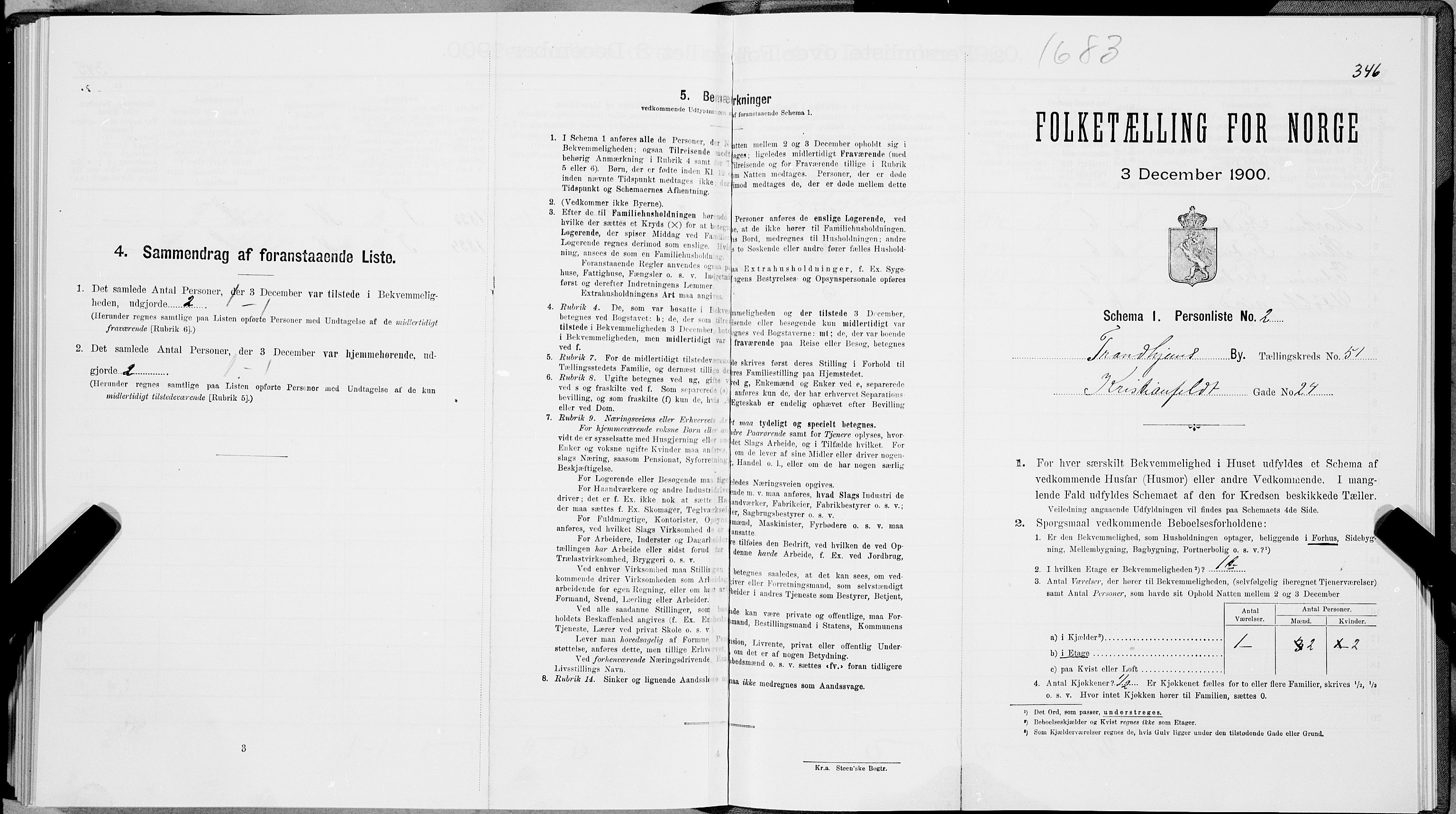 SAT, 1900 census for Trondheim, 1900, p. 8671