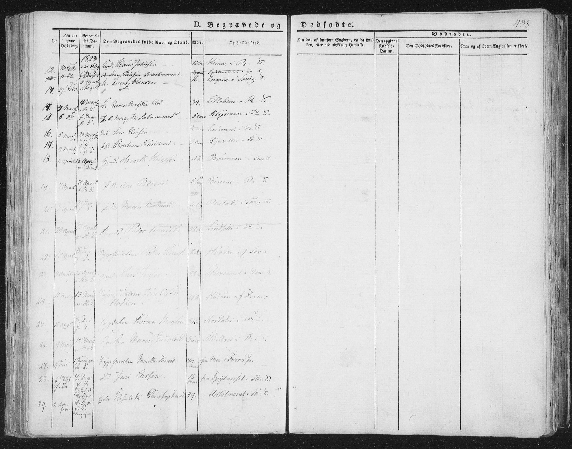 Ministerialprotokoller, klokkerbøker og fødselsregistre - Nord-Trøndelag, SAT/A-1458/764/L0552: Parish register (official) no. 764A07b, 1824-1865, p. 438