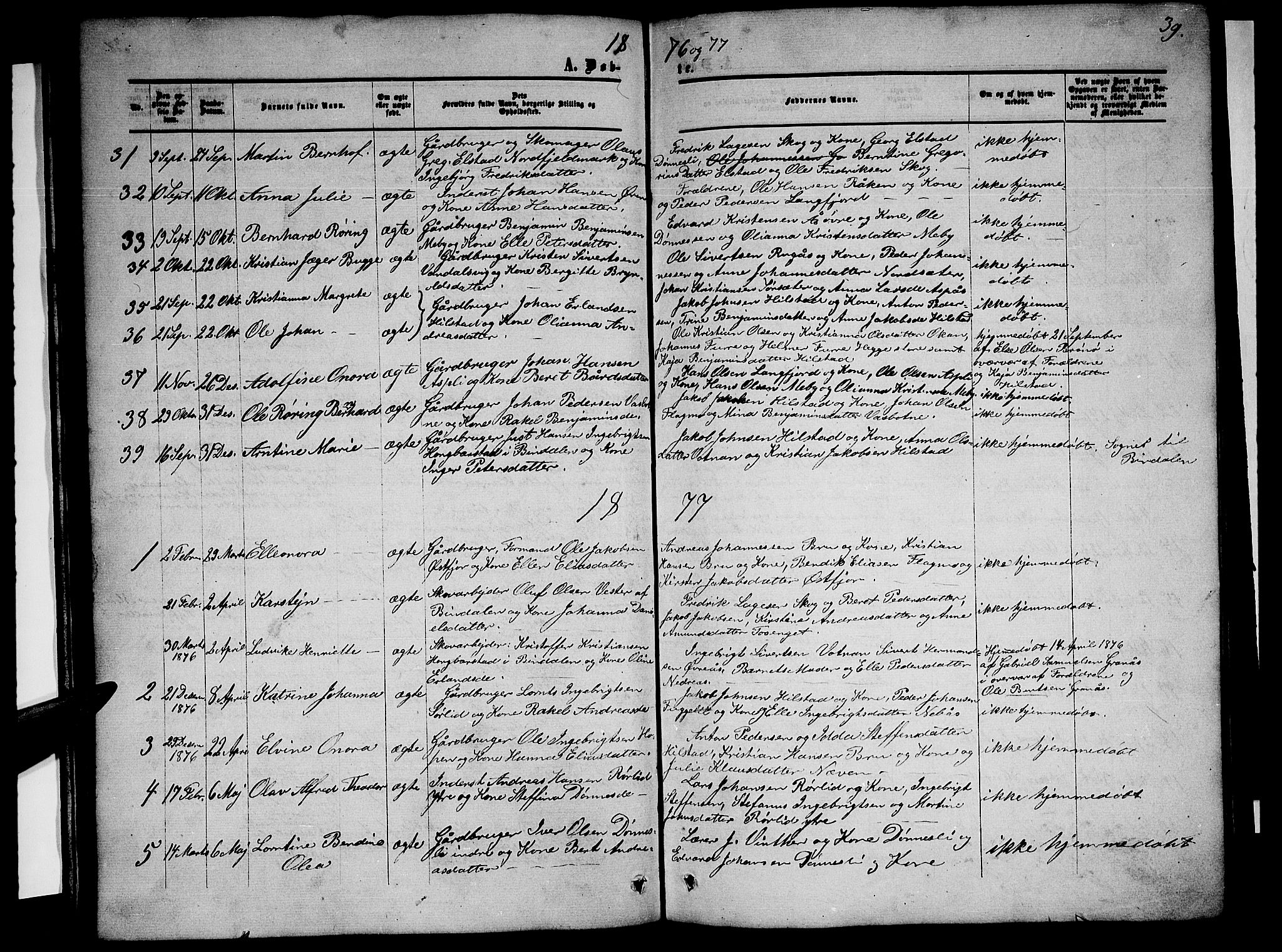 Ministerialprotokoller, klokkerbøker og fødselsregistre - Nordland, SAT/A-1459/814/L0229: Parish register (copy) no. 814C02, 1859-1883, p. 39