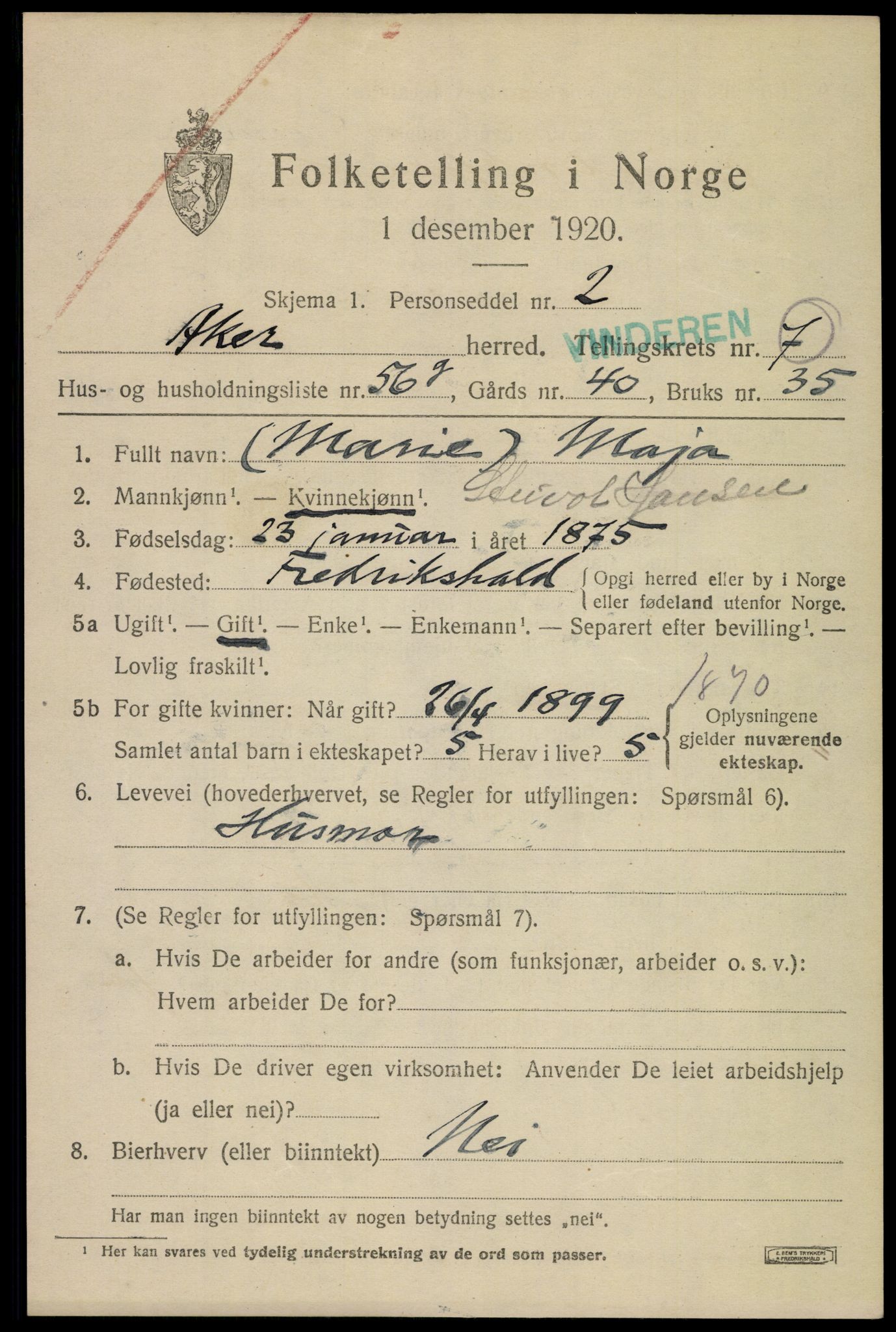 SAO, 1920 census for Aker, 1920, p. 46154