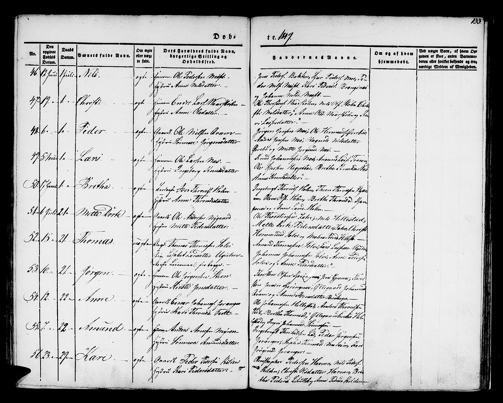 Hafslo sokneprestembete, SAB/A-80301/H/Haa/Haaa/L0005: Parish register (official) no. A 5, 1834-1852, p. 133