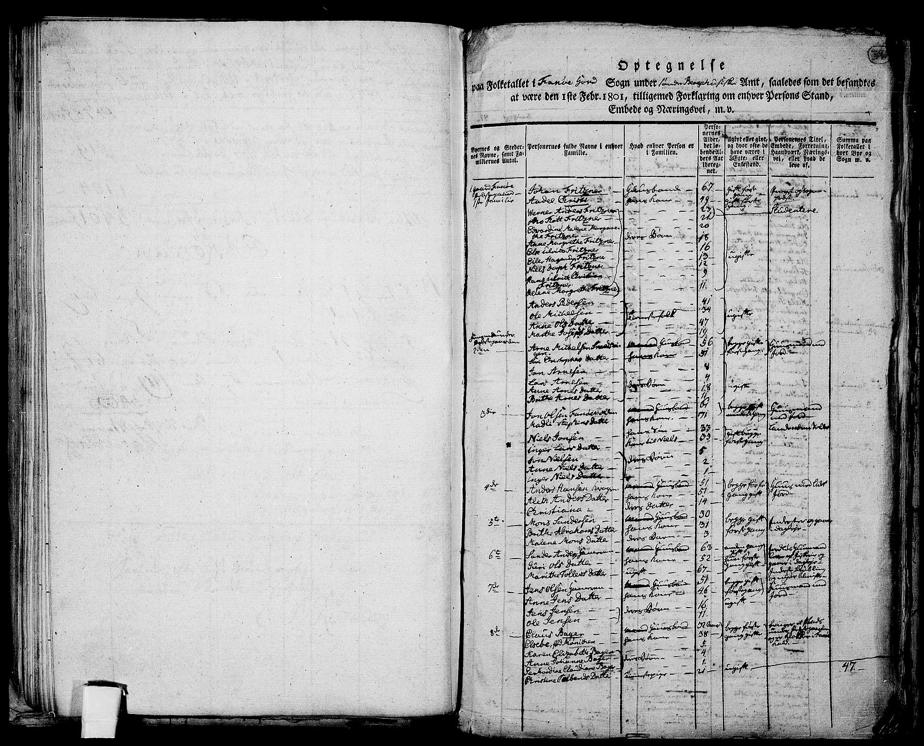 RA, 1801 census for 1249P Fana, 1801, p. 389b-390a