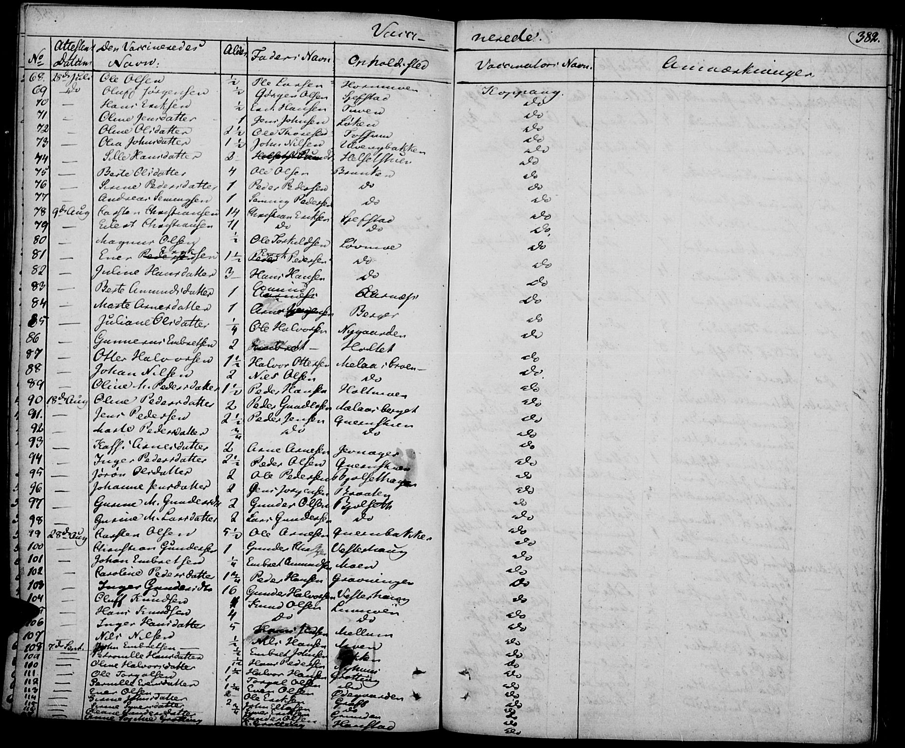 Elverum prestekontor, AV/SAH-PREST-044/H/Ha/Haa/L0008: Parish register (official) no. 8, 1830-1842, p. 382