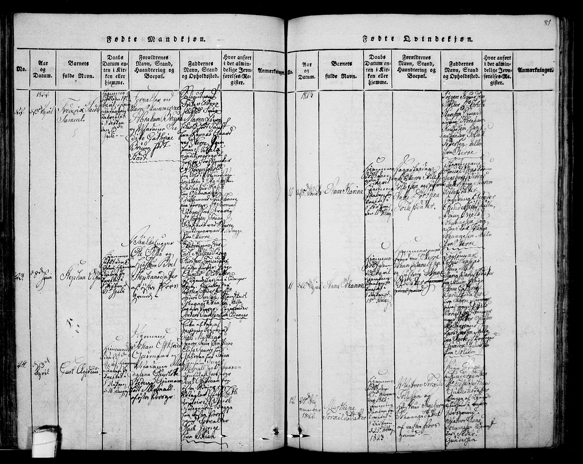 Porsgrunn kirkebøker , AV/SAKO-A-104/F/Fa/L0004: Parish register (official) no. 4, 1814-1828, p. 81