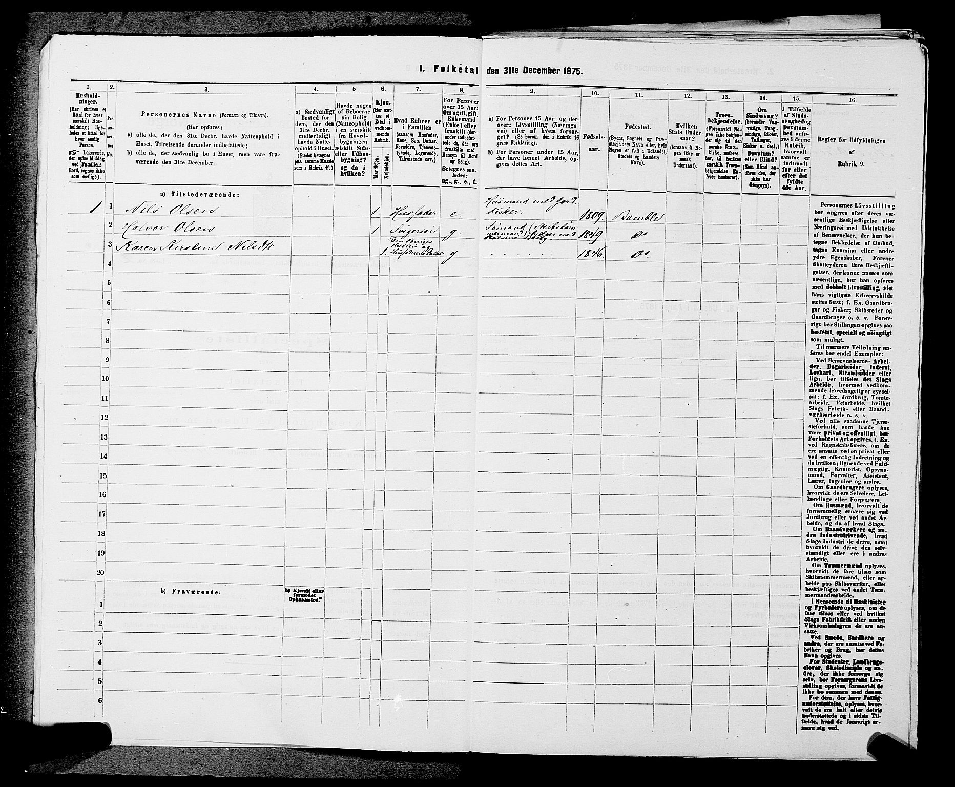 SAKO, 1875 census for 0814L Bamble/Bamble, 1875, p. 731