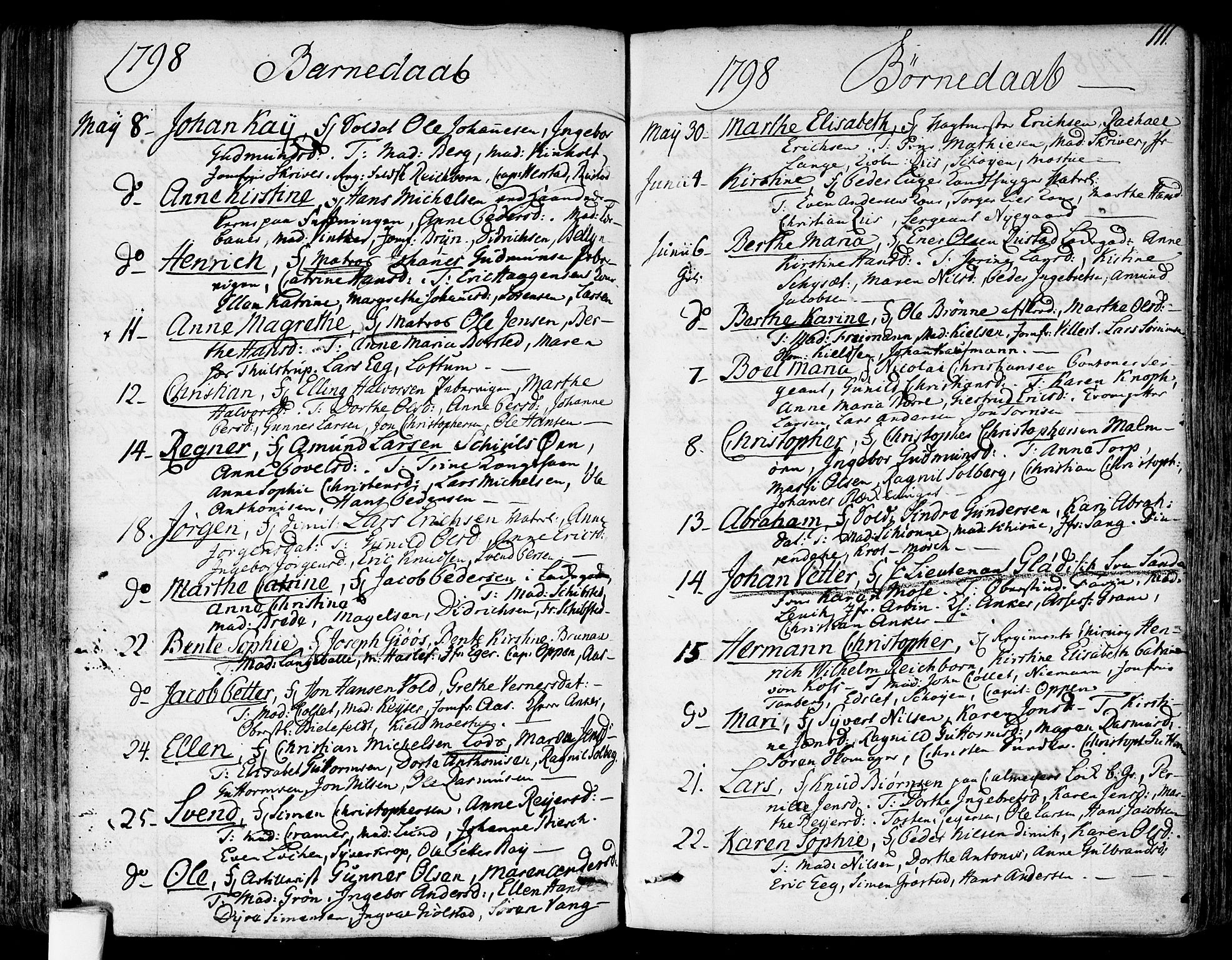 Garnisonsmenigheten Kirkebøker, SAO/A-10846/F/Fa/L0003: Parish register (official) no. 3, 1777-1809, p. 111
